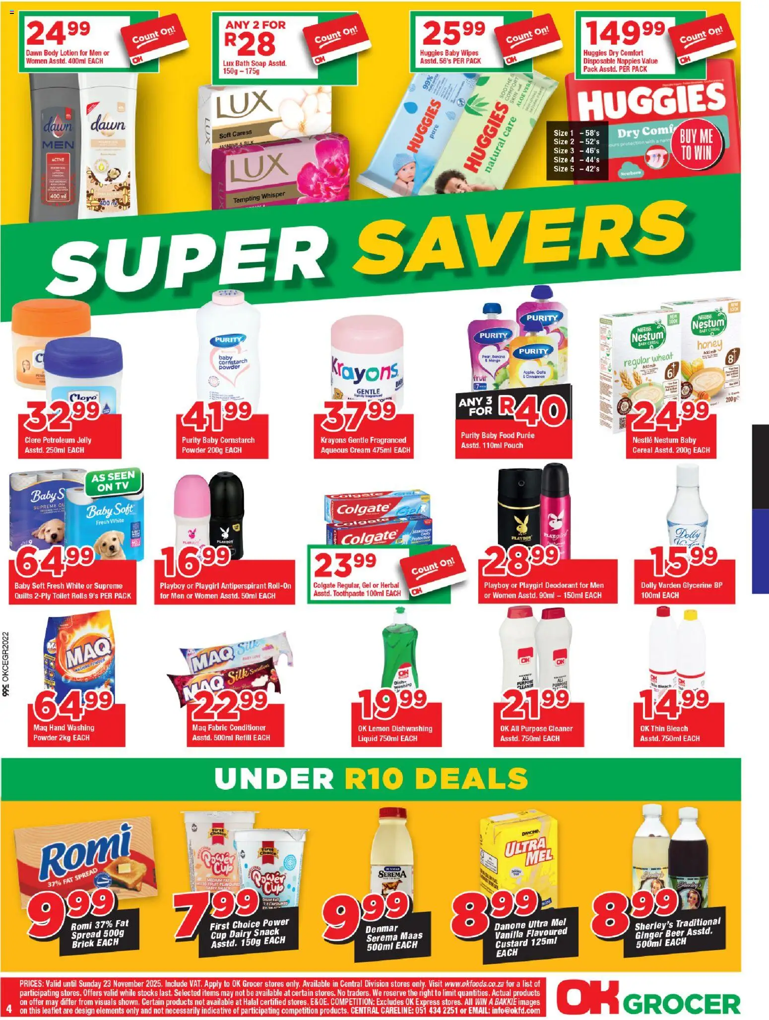 New OK Foods catalogue – valid from 12.11.2025 | Page: 4 | Products: Powder, Cream, Fat spread, Nappies