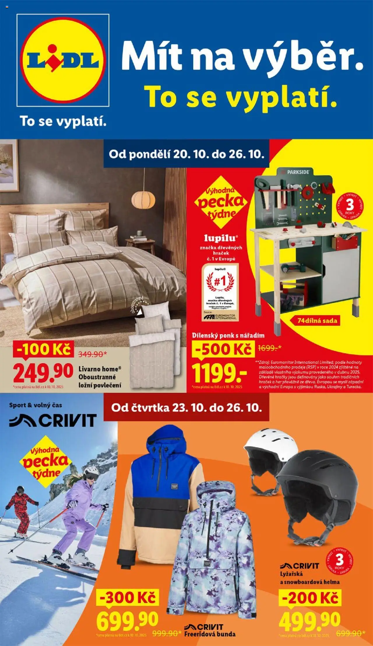 Lidl leták - Spotřební zboží od 20.10.2025 | Strana: 1 | Produkty: Parkside, Helma, Povlečení, Ložní povlečení