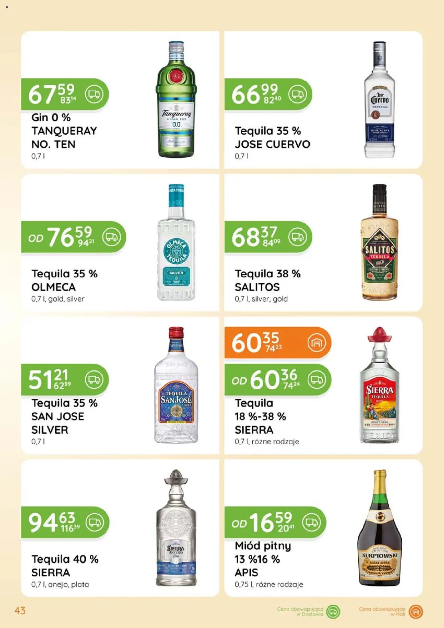 Eurocash Gazetka - Katalog Alkoholowy od 01.02.2026 | Strona: 43 | Produkty: Miód, Tequila Sierra, Tequila, Gin