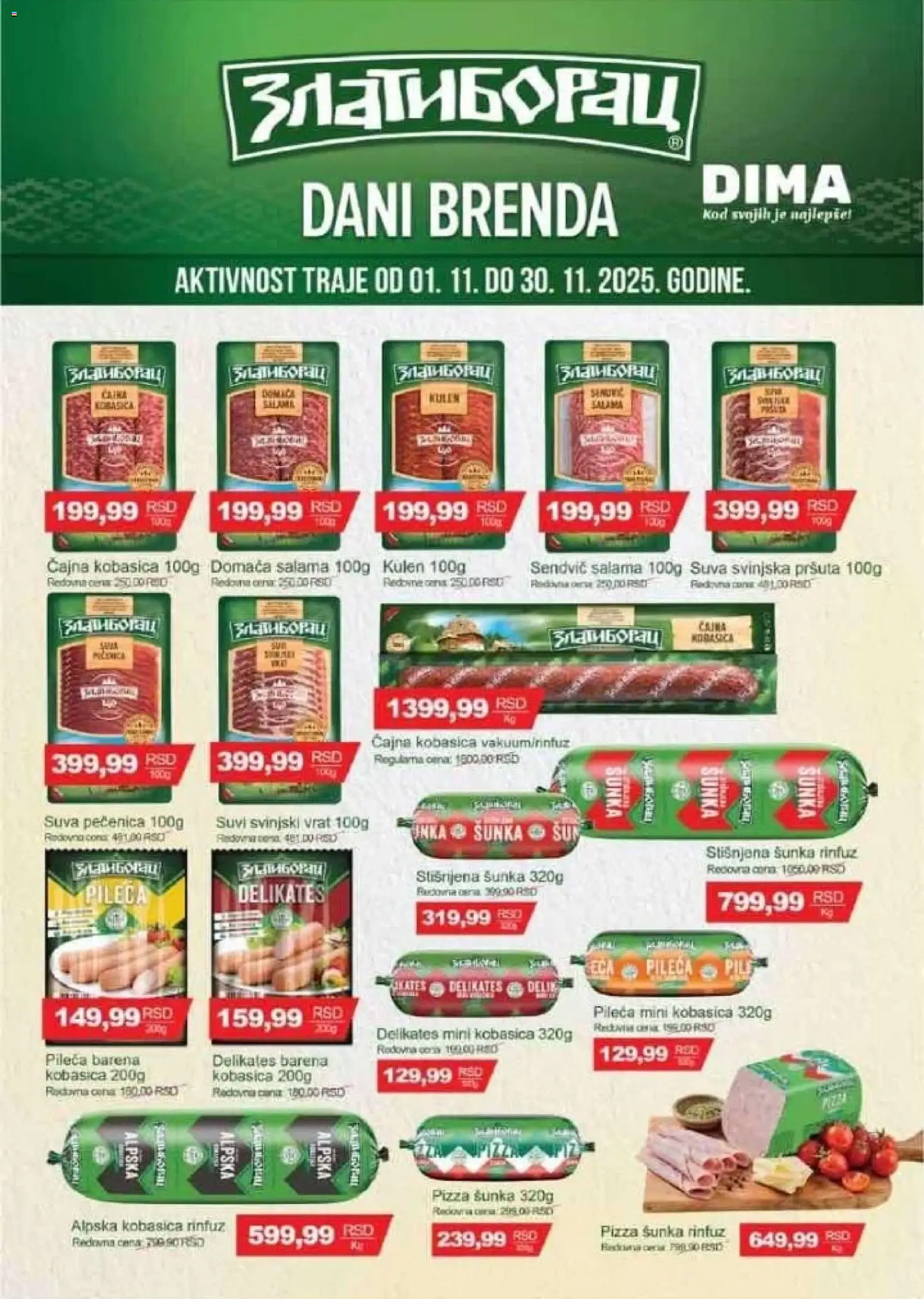 VP Dima katalog - važi od 20.11.2025 | Strana: 8 | Proizvode: Svinjski vrat, Salama, Kobasica, Pečenica