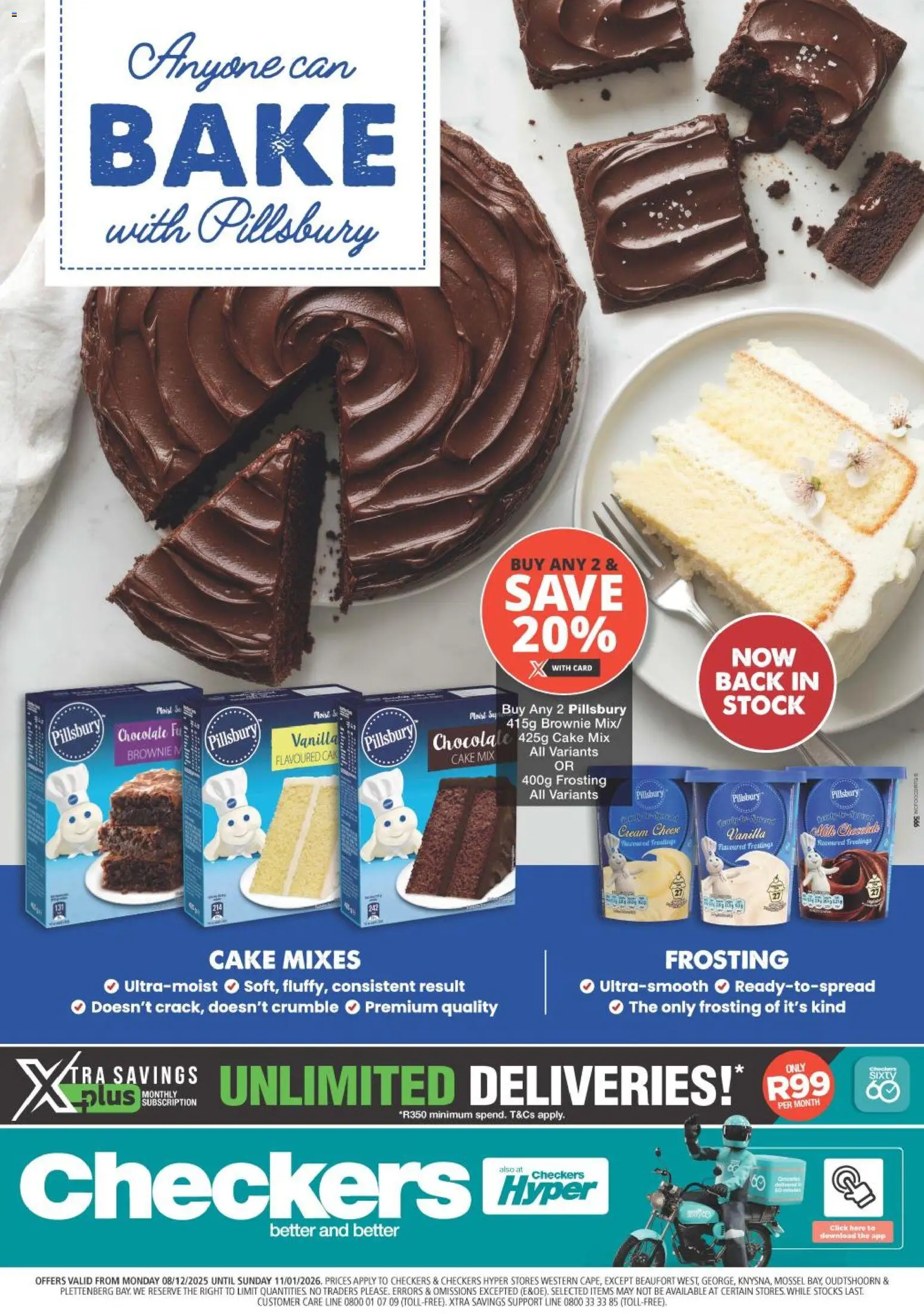 New Checkers catalogue – valid from 08.12.2025 | Page: 1 | Products: Cake, Cheese, Chocolate, Cream