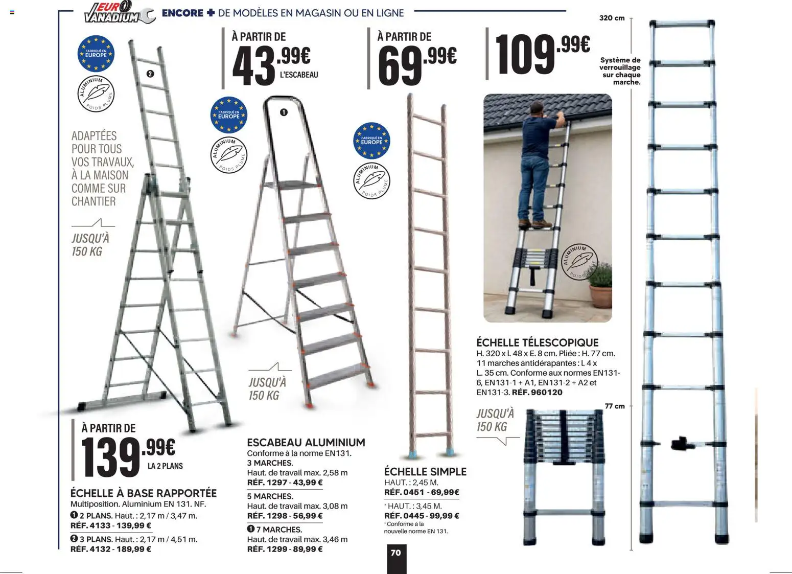 {H1} | Page: 70 | Produits: Base, Poids, Échelle télescopique, Escabeau