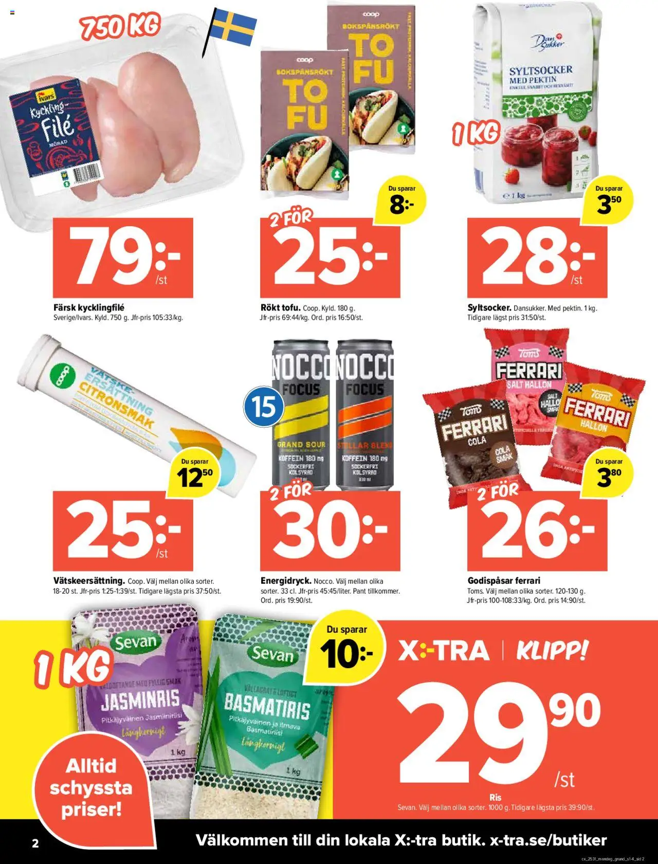 Coop X:-TRA reklamblad aktuell från 28.07.2025 | Sida: 2 | Produkter: Ersättning, Salt, Hallon, Häll