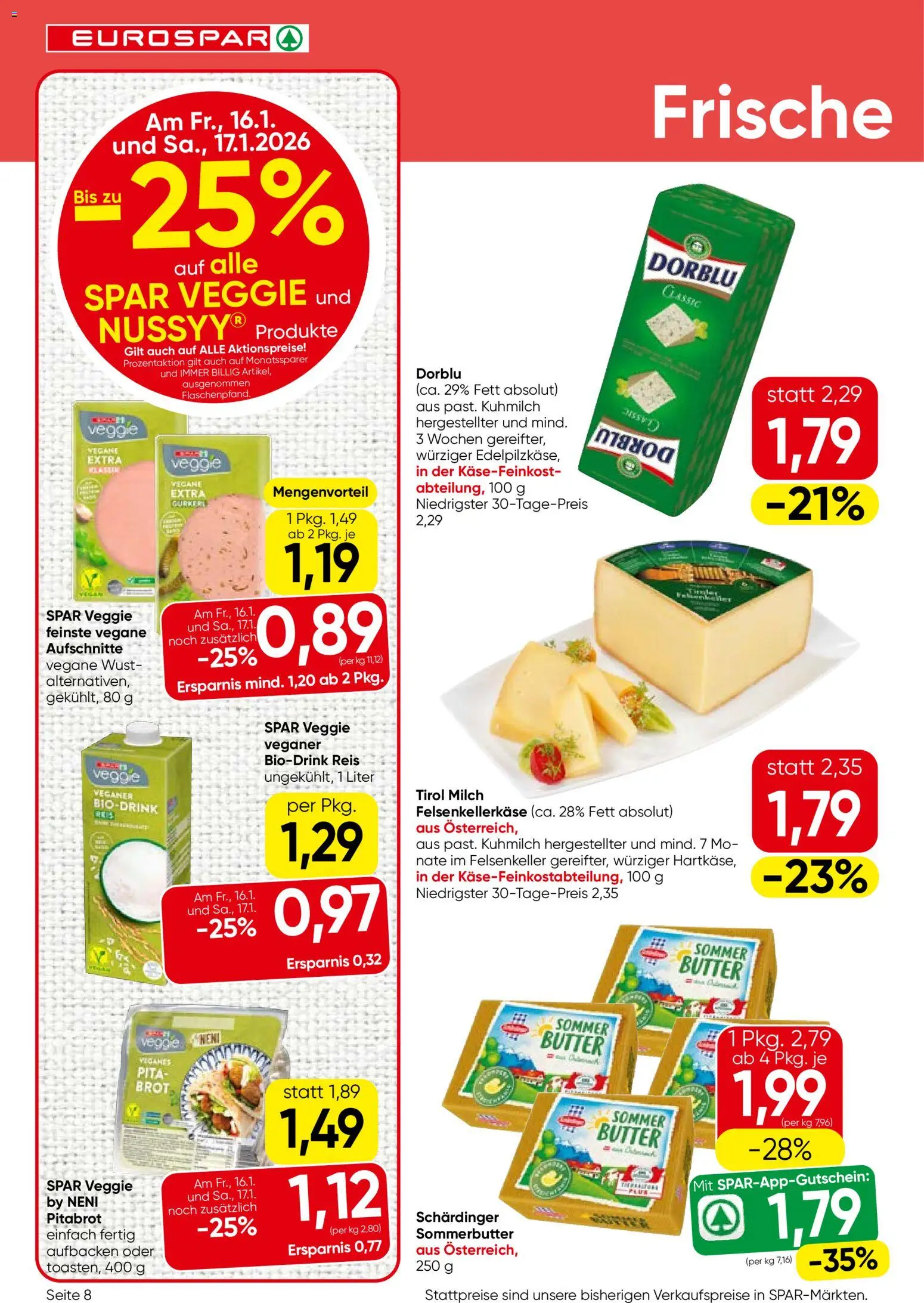 Eurospar Flugblatt - Oberösterreich gültig ab 15.01.2026 | Seite: 8 | Produkte: Milch, Butter, Brot, Reis