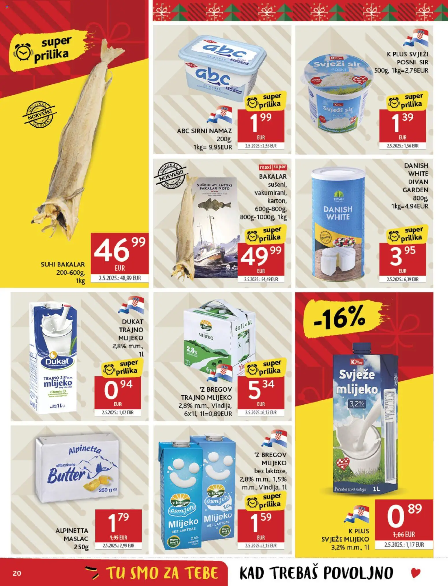 Konzum katalog | vrijedi od 26.11.2025 | Stranica: 20 | Proizvodi: Maslac, Sir, Trajno mlijeko, Namaz