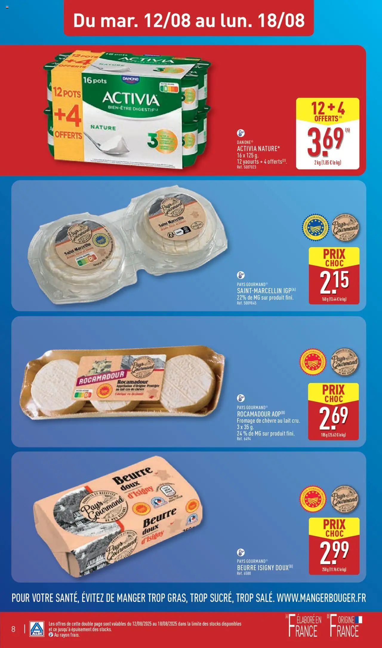  | Page: 10 | Produits: Yaourts, Lait, Fromage, Beurre doux