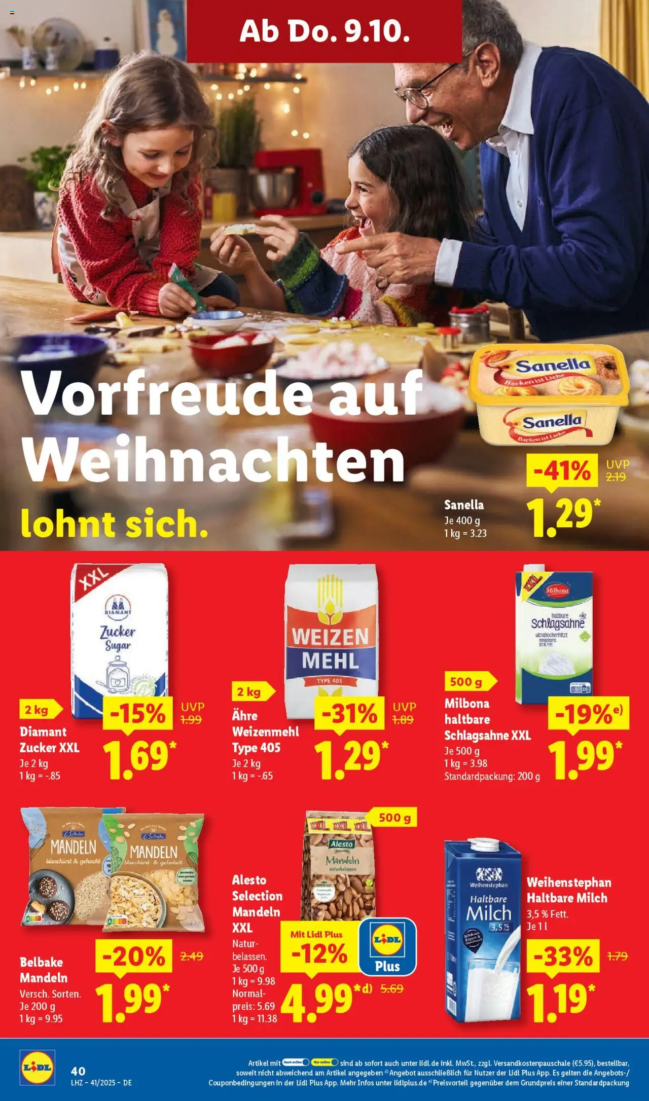 Lidl Prospekt Düsseldorf – gültig ab 06.10.2025 | Seite: 56 | Produkte: Mehl, Schlagsahne, Mandeln, Zucker