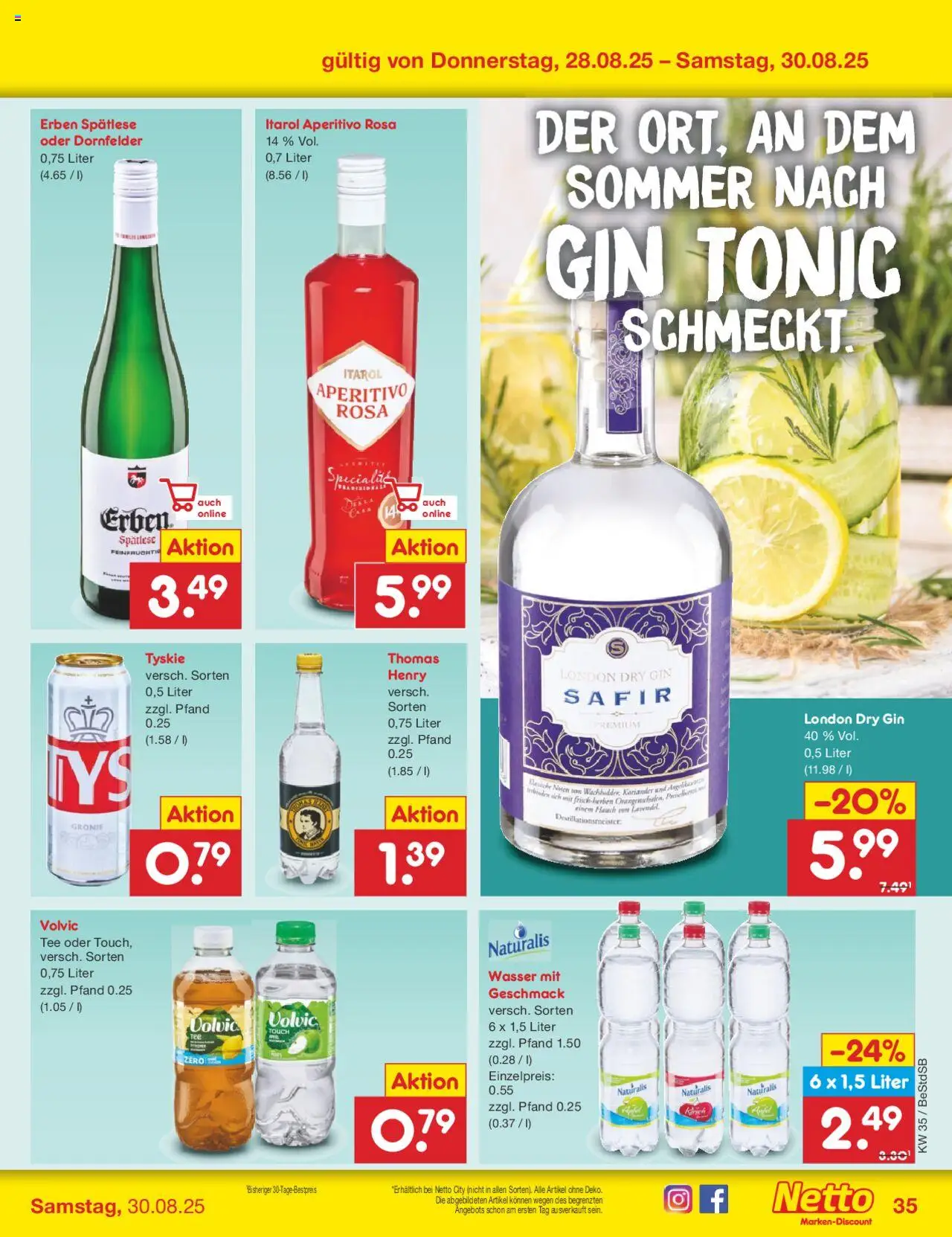 Netto Marken-Discount Prospekt 	 - gültig ab dem 25.08.2025 | Seite: 51 | Produkte: Tyskie, Wasser, Tee, Volvic