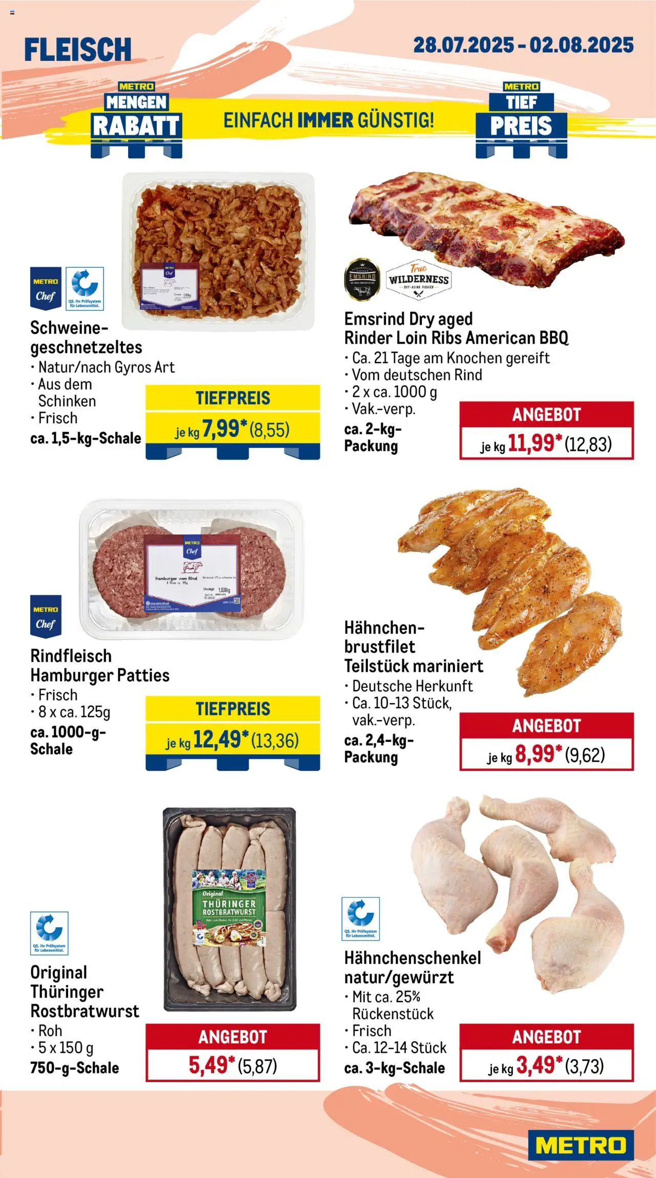 Metro Prospekt 	 - gültig ab dem 28.07.2025 | Seite: 3 | Produkte: Hahnchen, Gyros, Rindfleisch, Fleisch