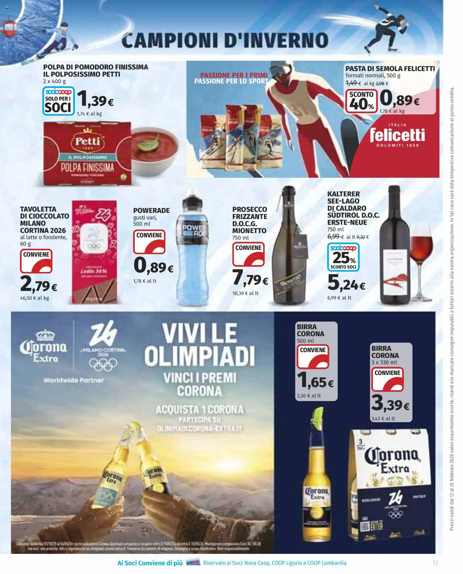 Volantino Ipercoop del 12.02.2026 | Pagina: 13 | Prodotti: Birra, Pomodoro, Pasta, Data