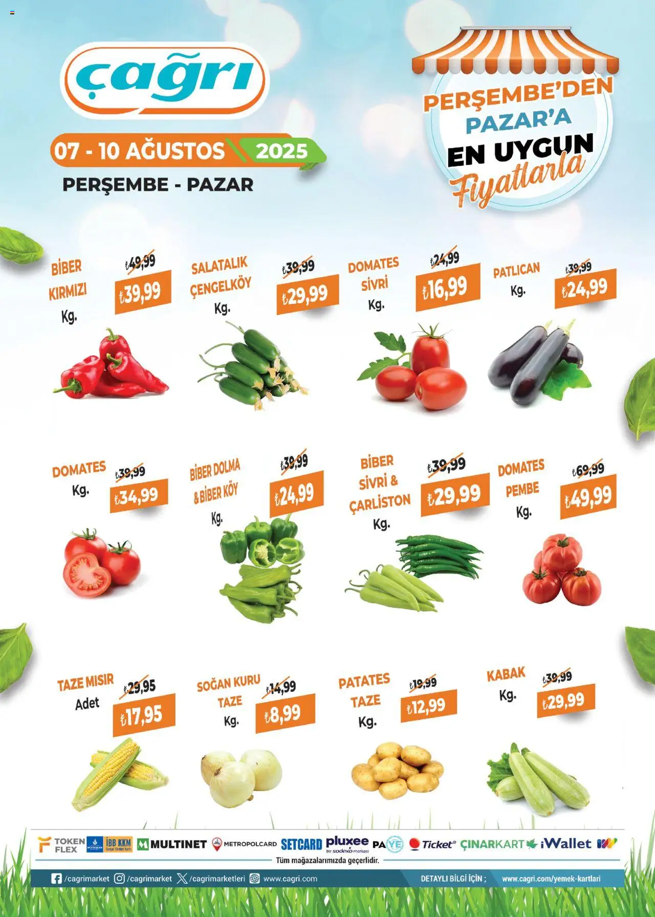 Çağrı Market Manav Katalog - 07.08.2025 tarihinden itibaren geçerlidir | Sayfa: 2 | Ürünler: Kabak, Domates, Patlıcan, Mısır