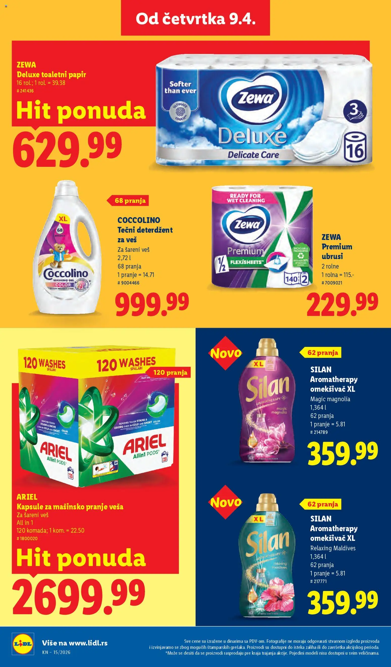 Lidl katalog - važi od 09.04.2026 | Strana: 44 | Proizvode: Deterdžent, Ariel, Kapsule, Coccolino
