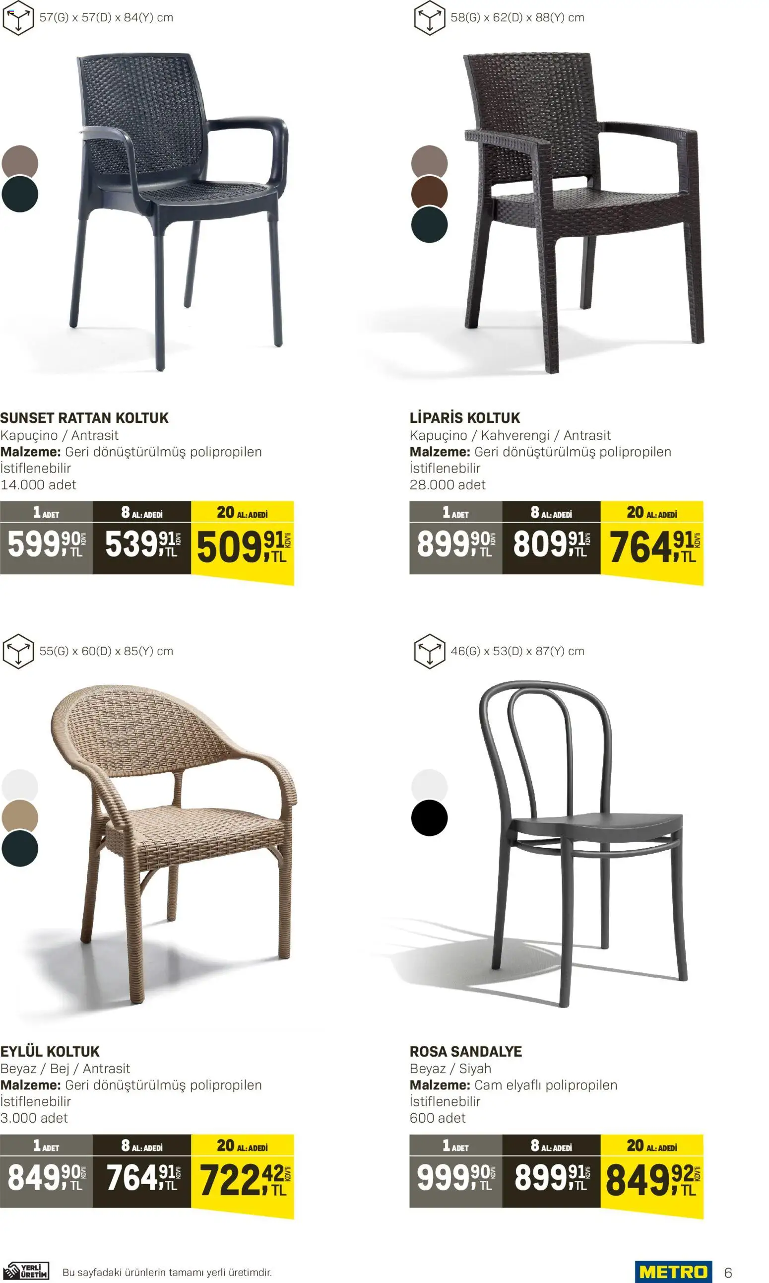 Metro - Açık Hava Çözümleri - 10.04.2026 tarihinden itibaren geçerlidir | Sayfa: 6 | Ürünler: Koltuk, Sandalye