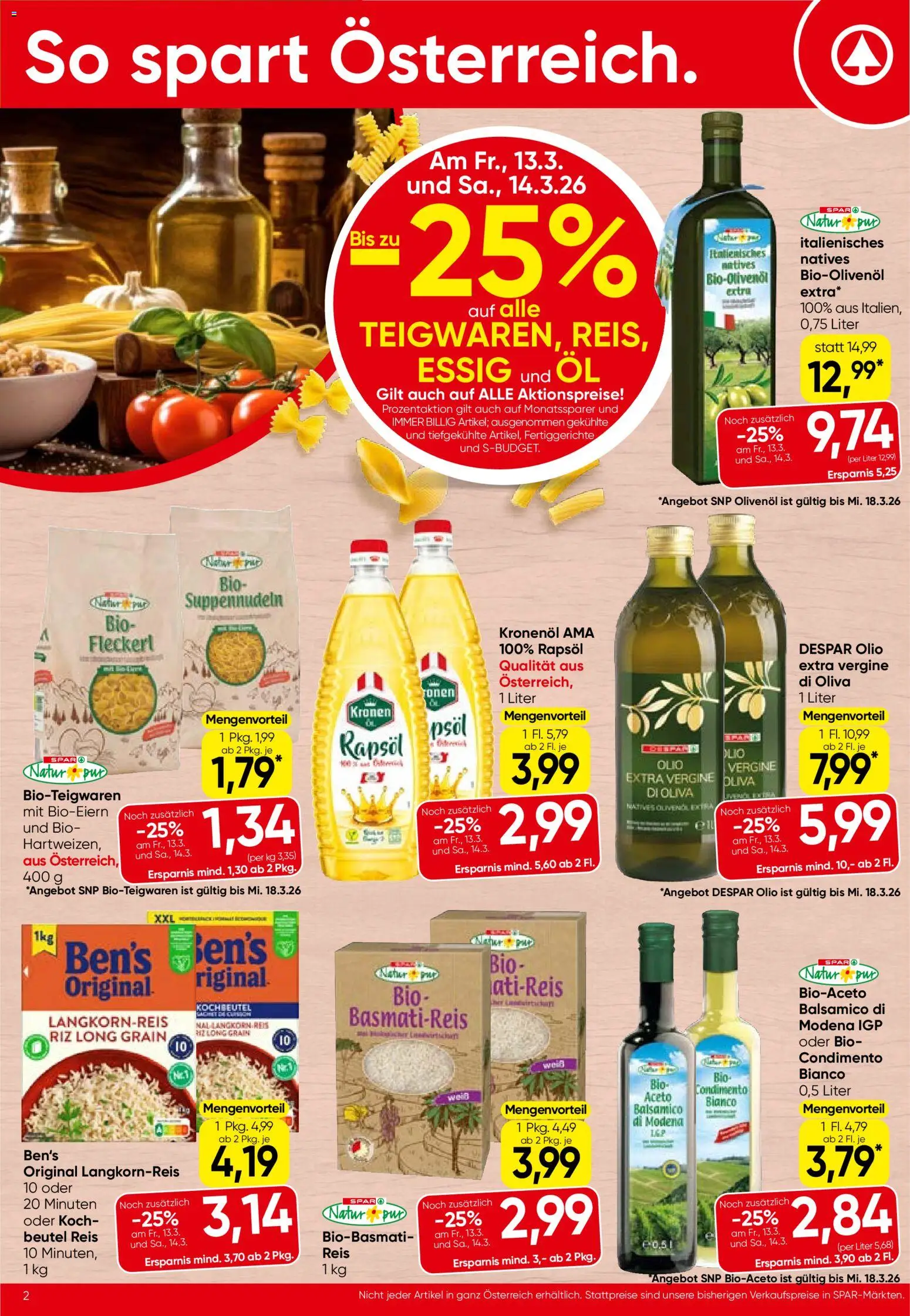 Spar Flugblatt - Oberösterreich gültig ab 12.03.2026 | Seite: 2 | Produkte: Fertiggerichte, Öl, Reis