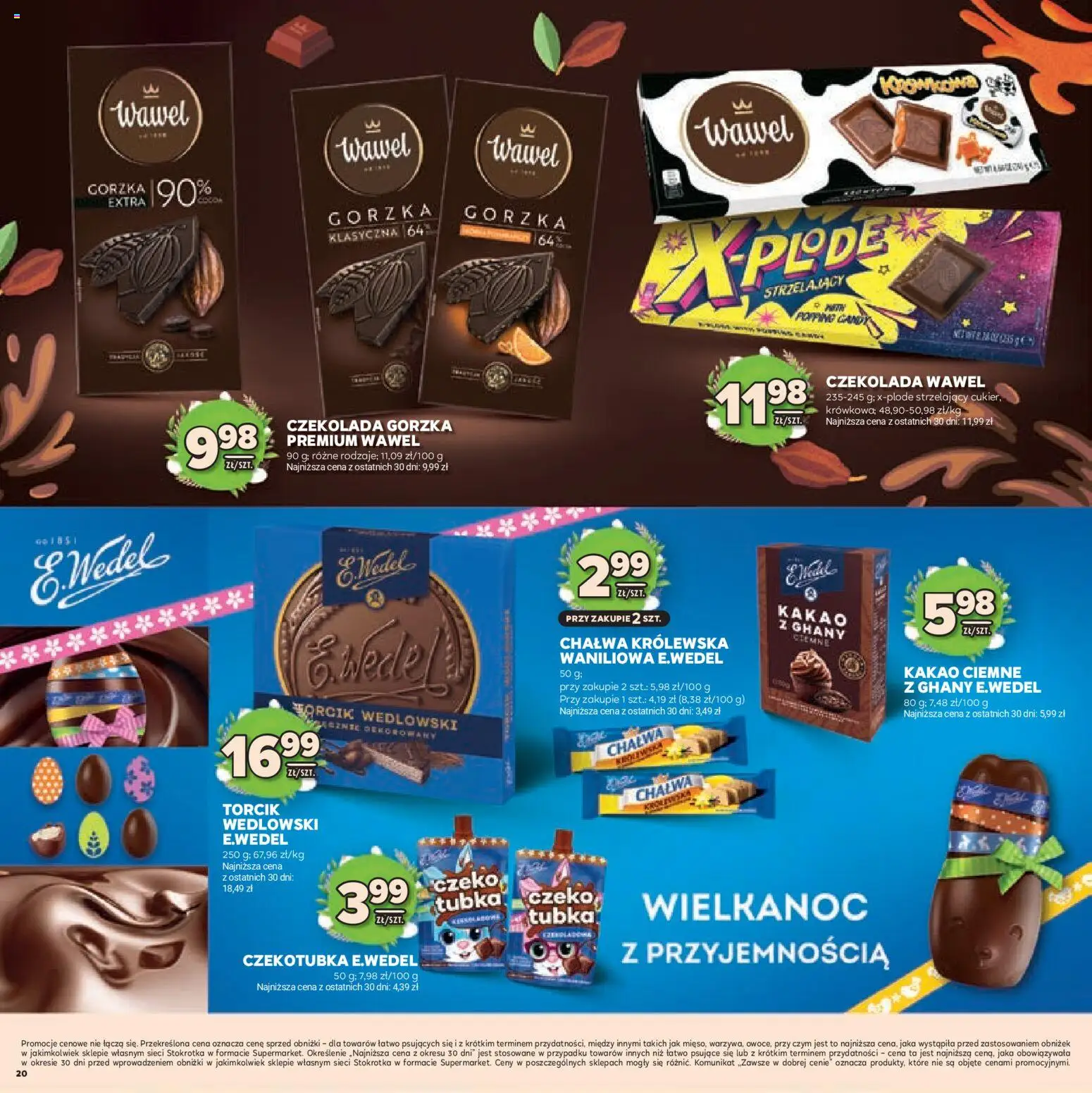 Stokrotka gazetka - Wielkanoc od 19.03.2026 | Strona: 20 | Produkty: Kakao, Czekolada gorzka, Torcik wedlowski, Cukier