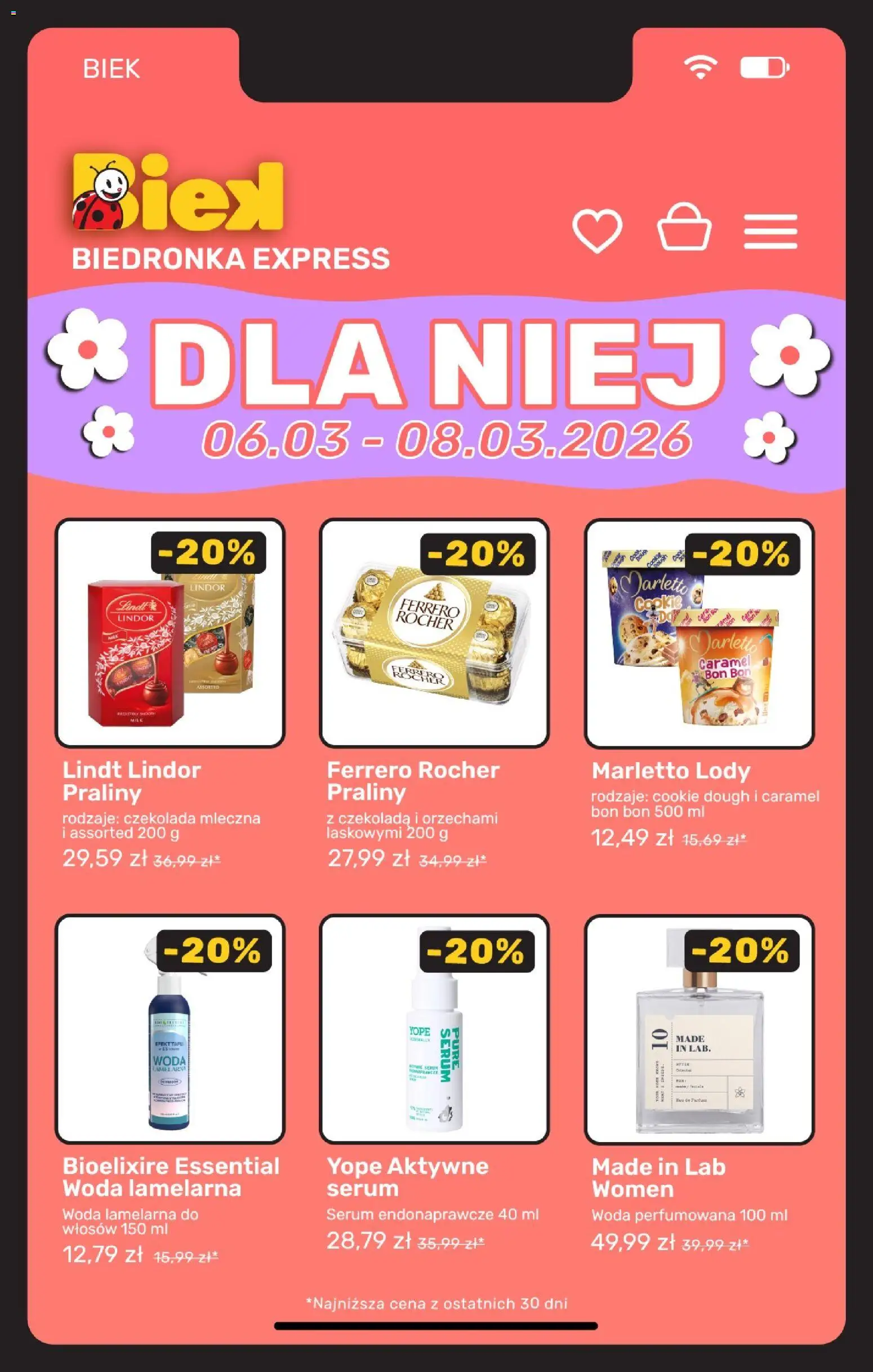 Biedronka gazetka - Biek Exspress od 06.03.2026 | Strona: 3 | Produkty: Czekolada mleczna, Praliny, Czekolada, Lody