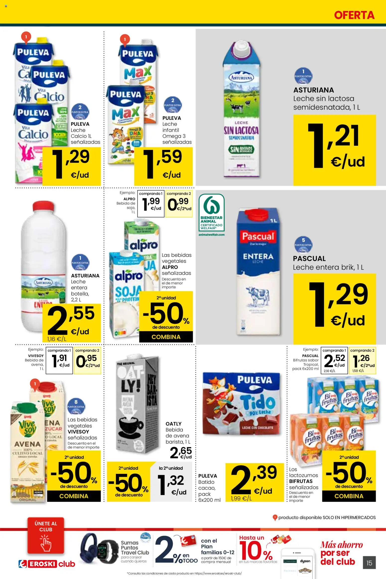 Eroski - Siempre a buen precio │ válido desde el 29.01.2026 | Página: 15 | Productos: Leche sin lactosa, Δοχείο φοντί, Leche, Chocolate
