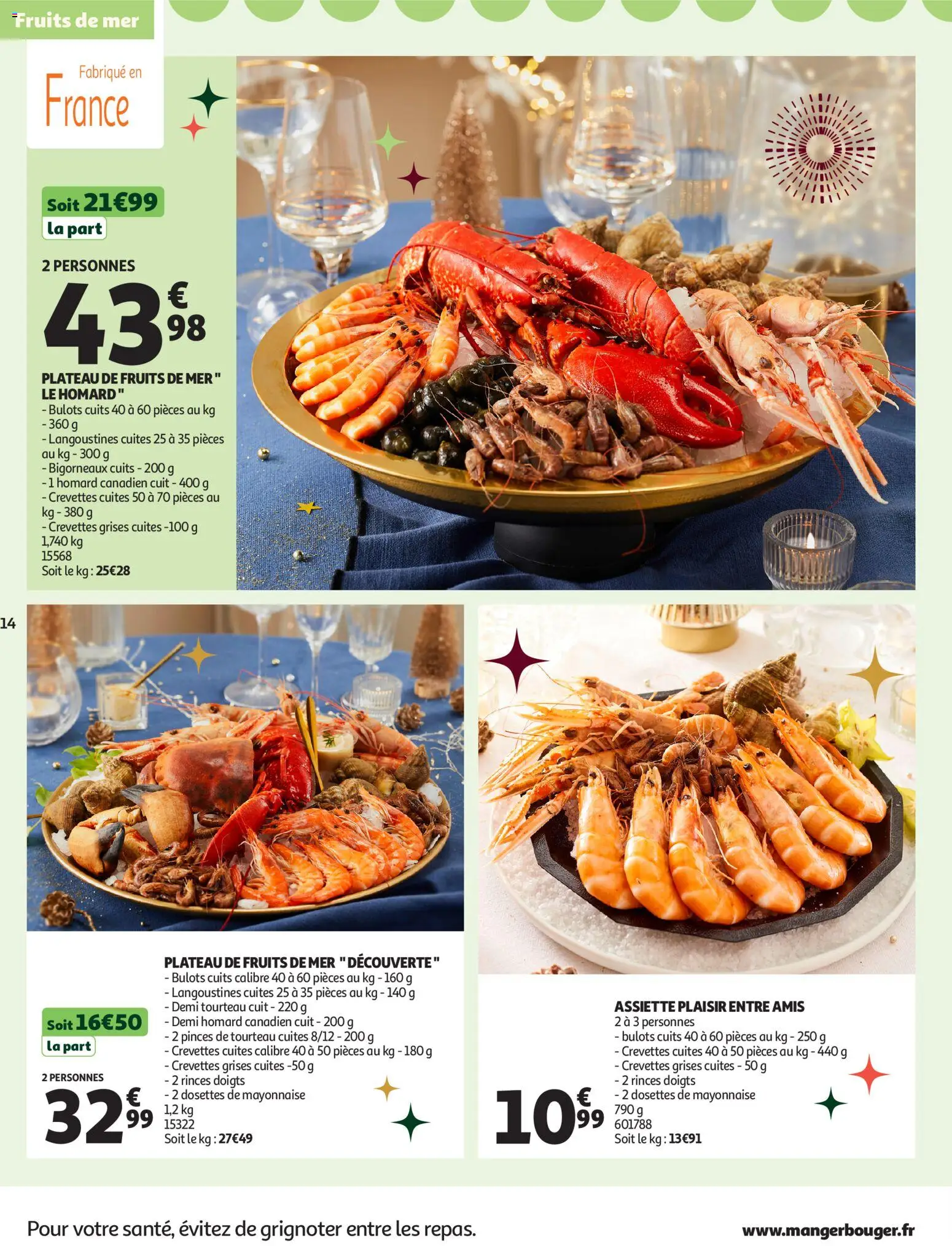 {H1} | Page: 14 | Produits: Tourteau cuit, Fruits de mer, Pinces, Mayonnaise