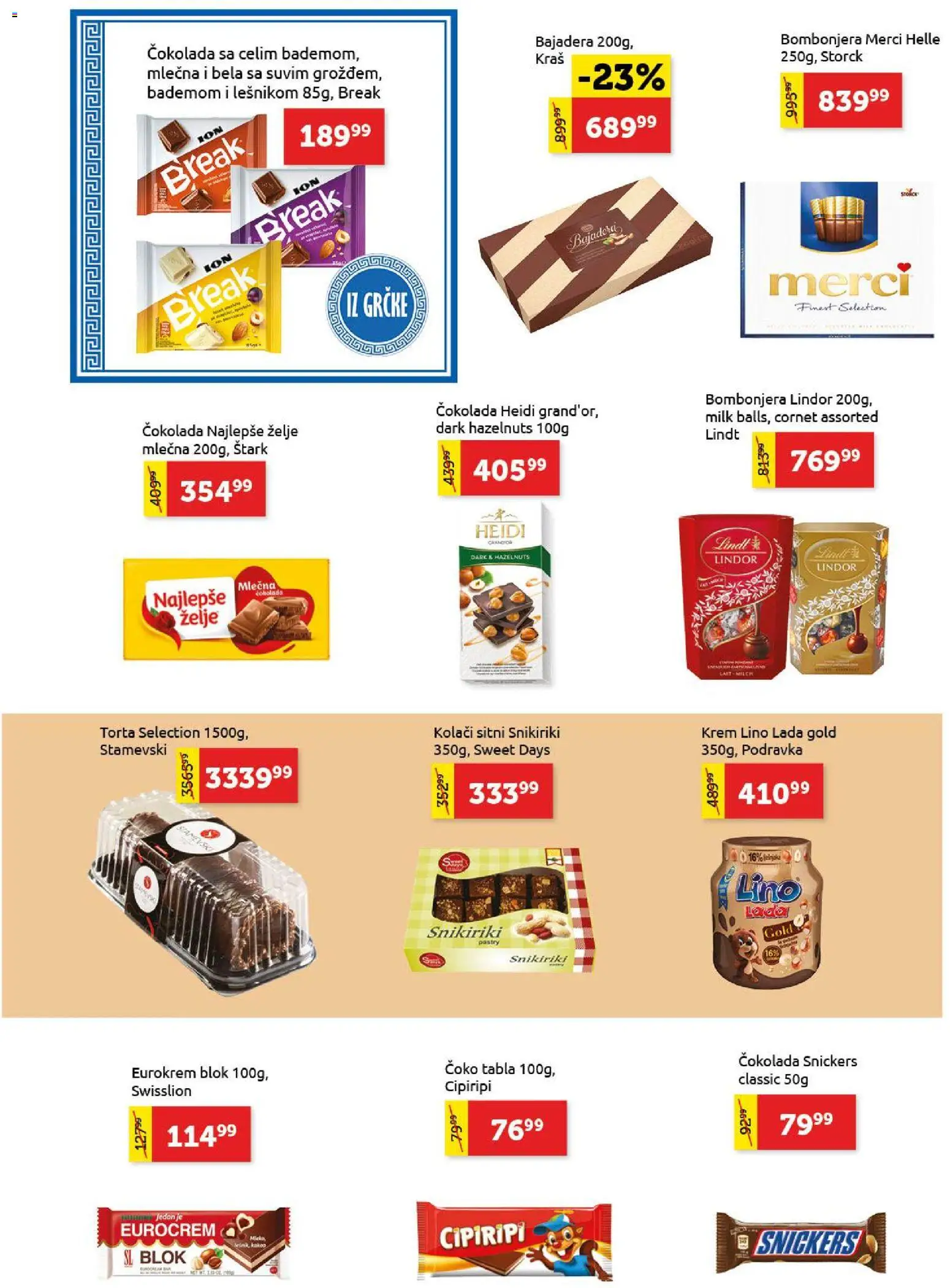 SuperVERO katalog - važi od 08.01.2026 | Strana: 16 | Proizvode: Lindt, Merci, Eurocrem, Podravka
