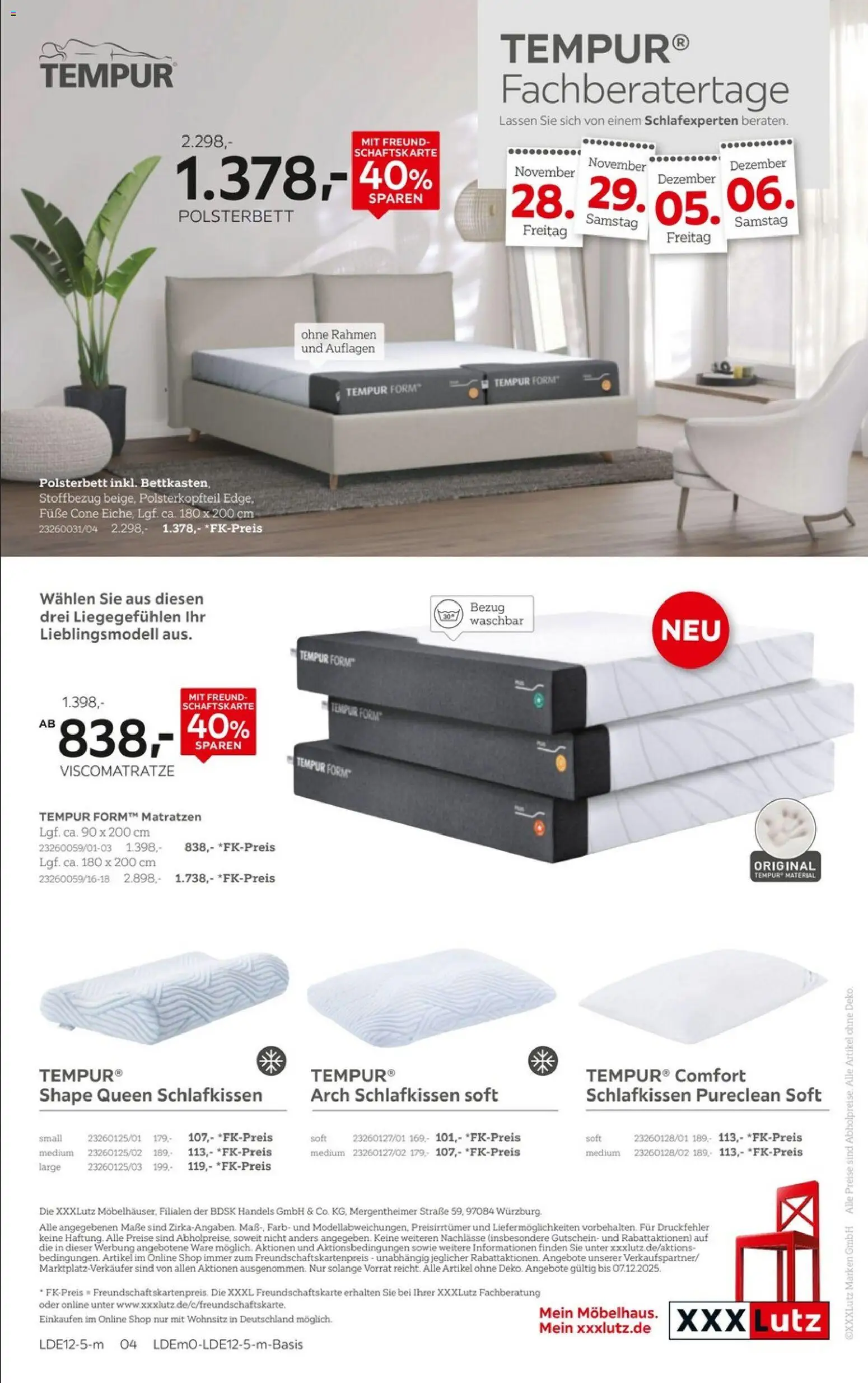 XXXL Lutz - TEMPUR – gültig ab 23.11.2025 | Seite: 4 | Produkte: Polsterbett