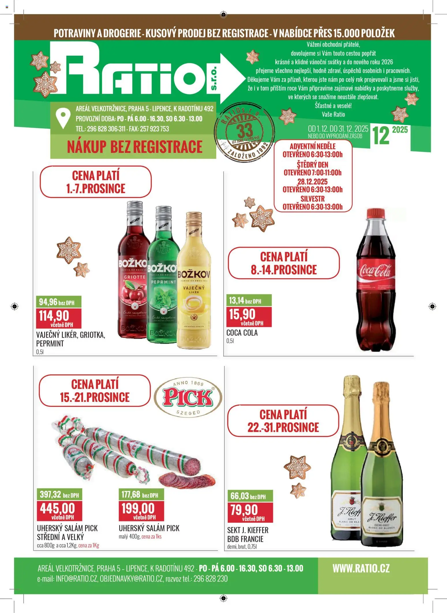 Ratio leták od 01.12.2025 | Strana: 1 | Produkty: Salám, Sekt, Likér, Potraviny