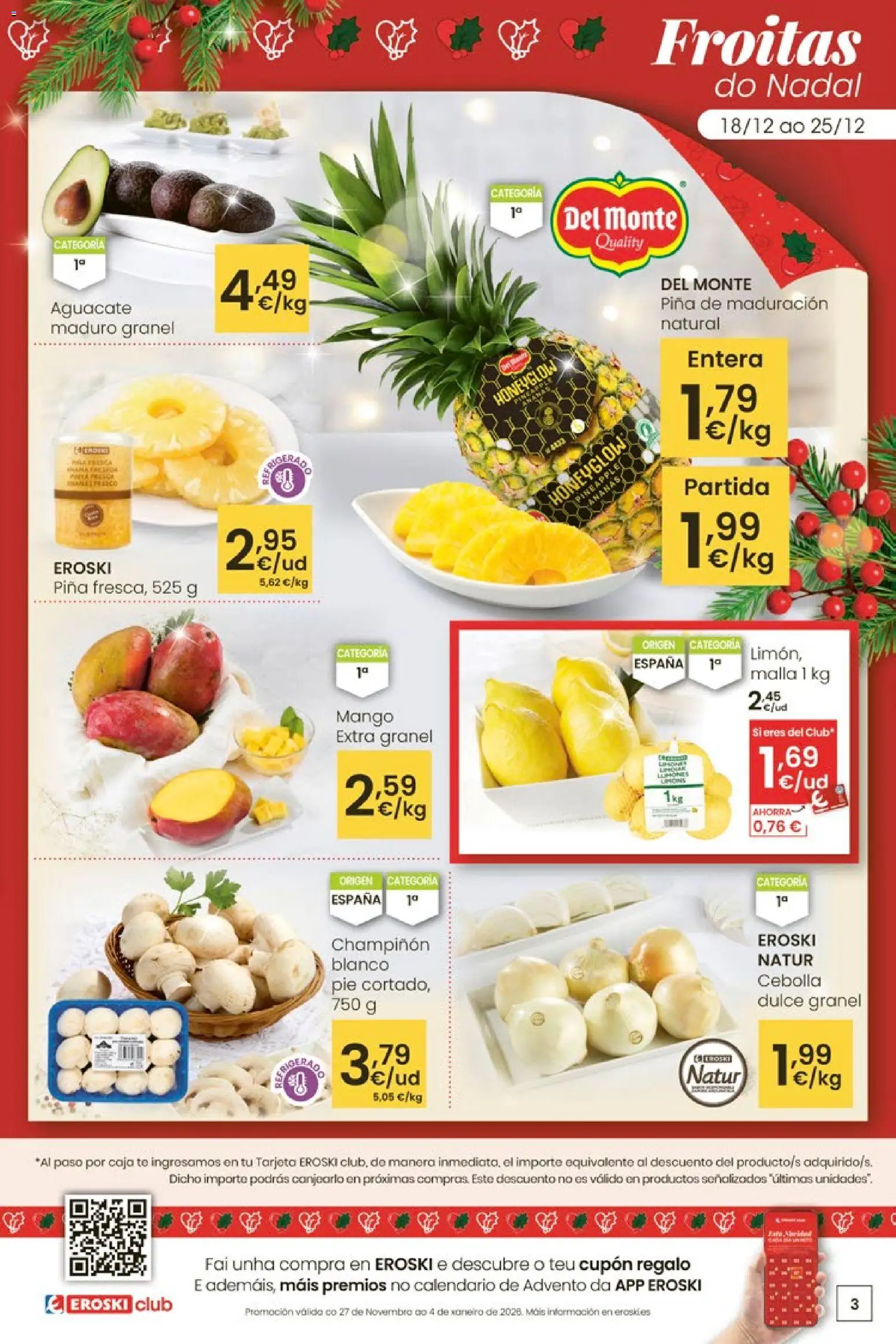 Eroski - Nadal │ válido desde el 18.12.2025 | Página: 3 | Productos: Piña, Παγωμένο τσάι, Ρούτερ, Caja
