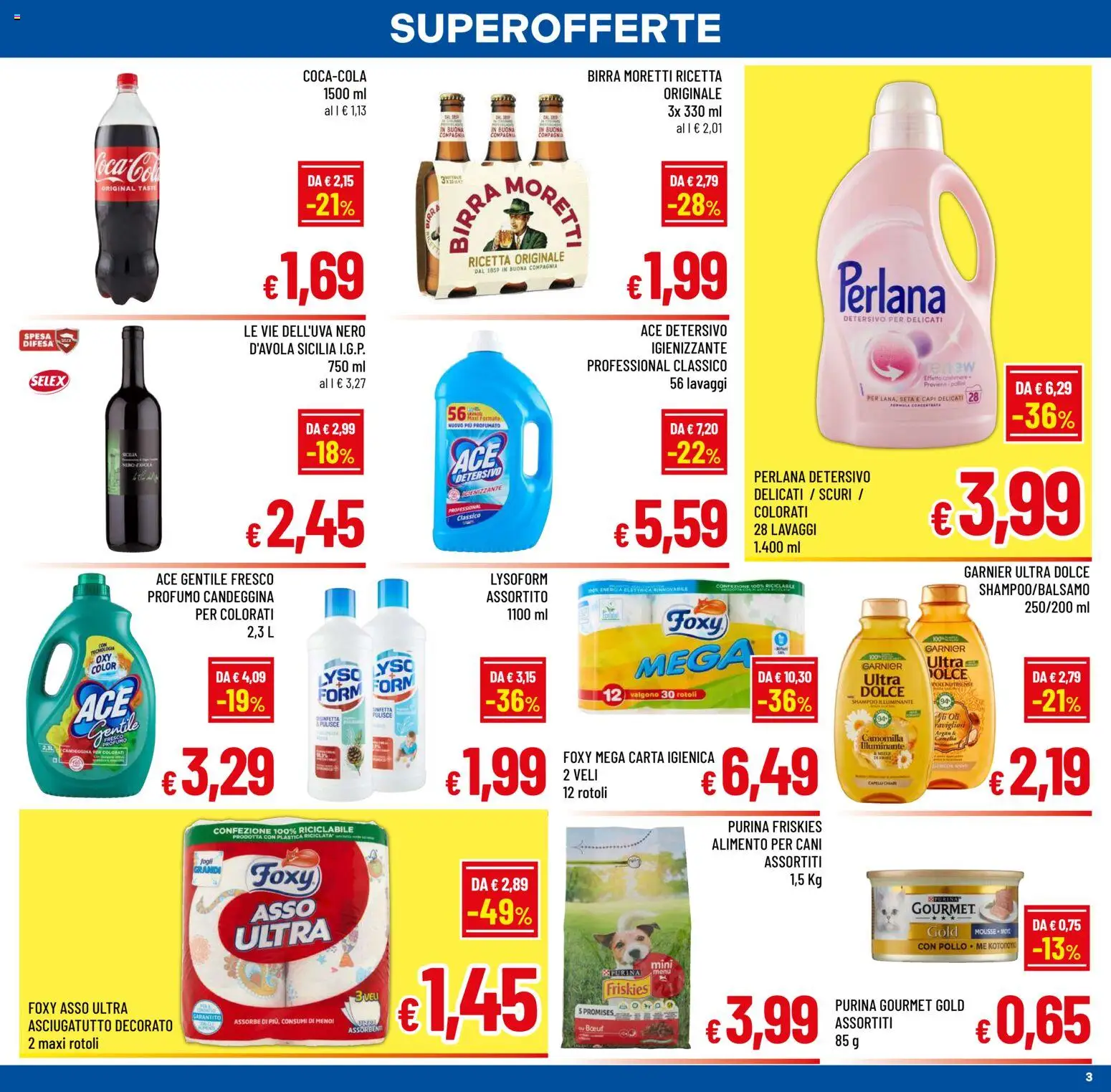 Volantino A&O del 02.01.2026 | Pagina: 3 | Prodotti: Shampoo, Carta igienica, Birra, Birra Moretti