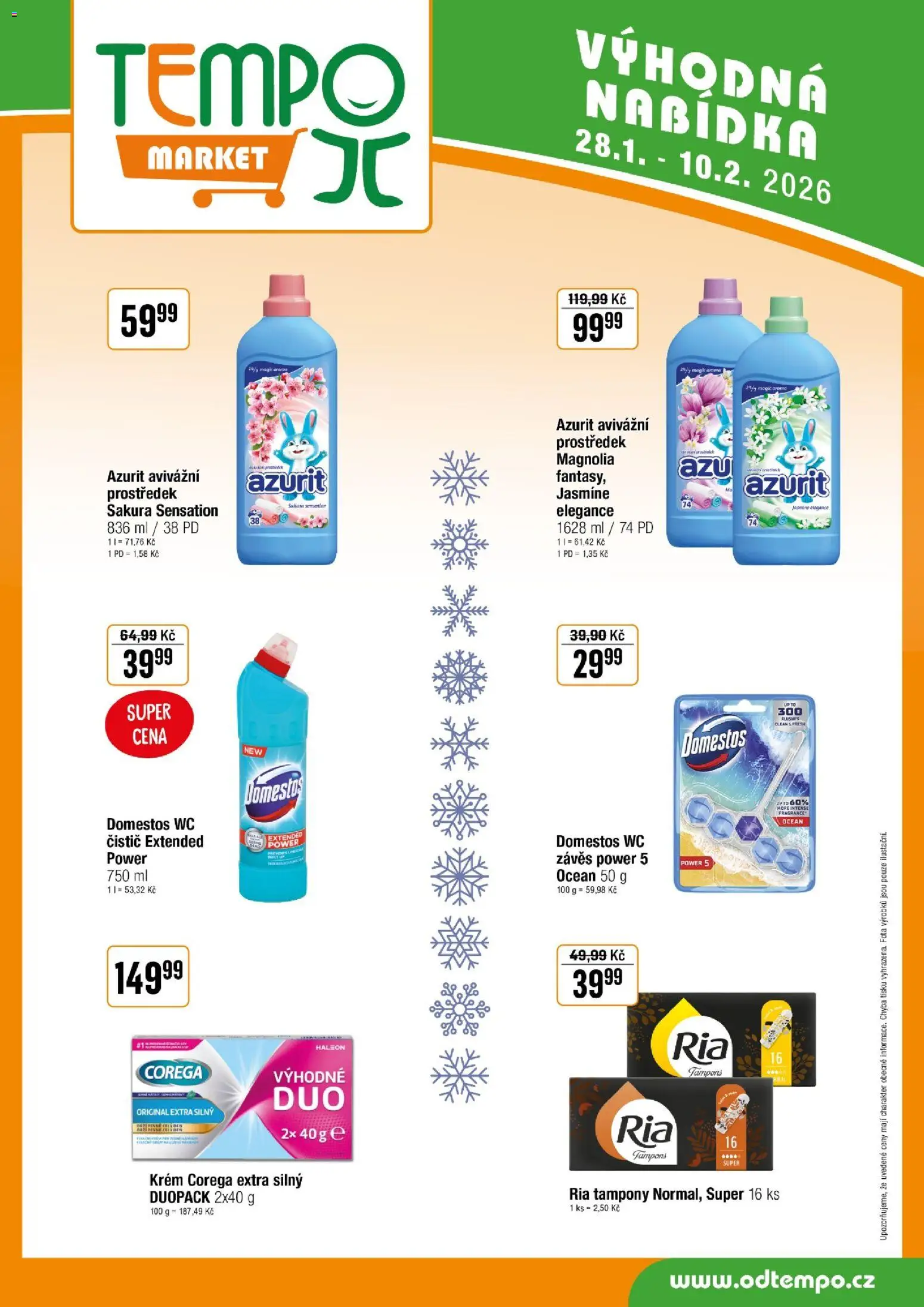 Tempo leták od 28.01.2026 | Strana: 10 | Produkty: Corega, Domestos, Wc, Tampony