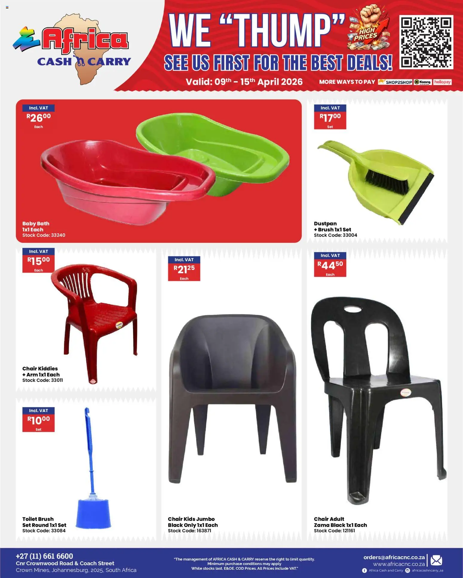 New Africa Cash & Carry catalogue – valid from 09.04.2026 | Page: 38 | Products: Toilet, Bath, Brush, Stock