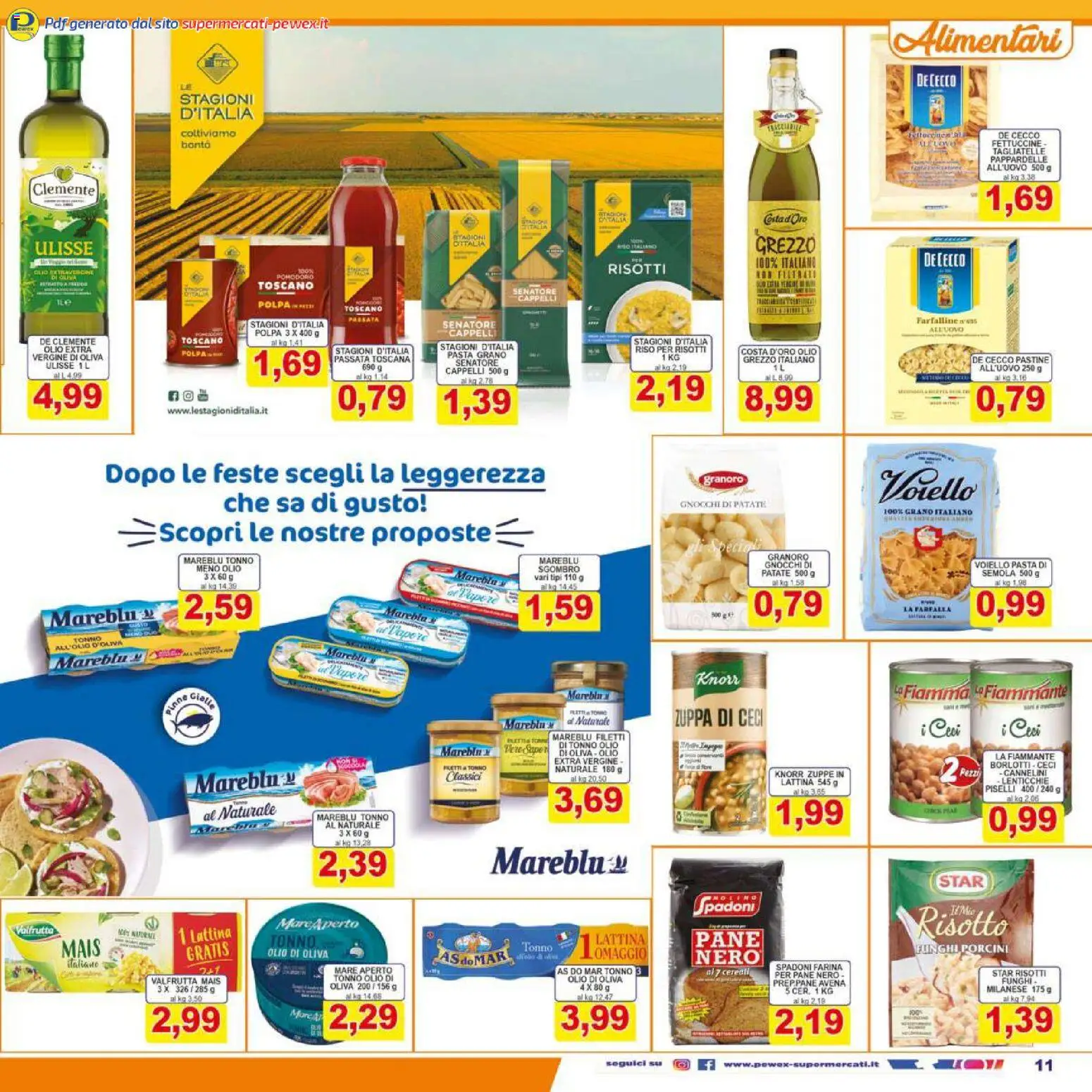 Volantino Pewex del 07.01.2026 | Pagina: 11 | Prodotti: Cereali, Gnocchi, Fettuccine, Olio di Oliva