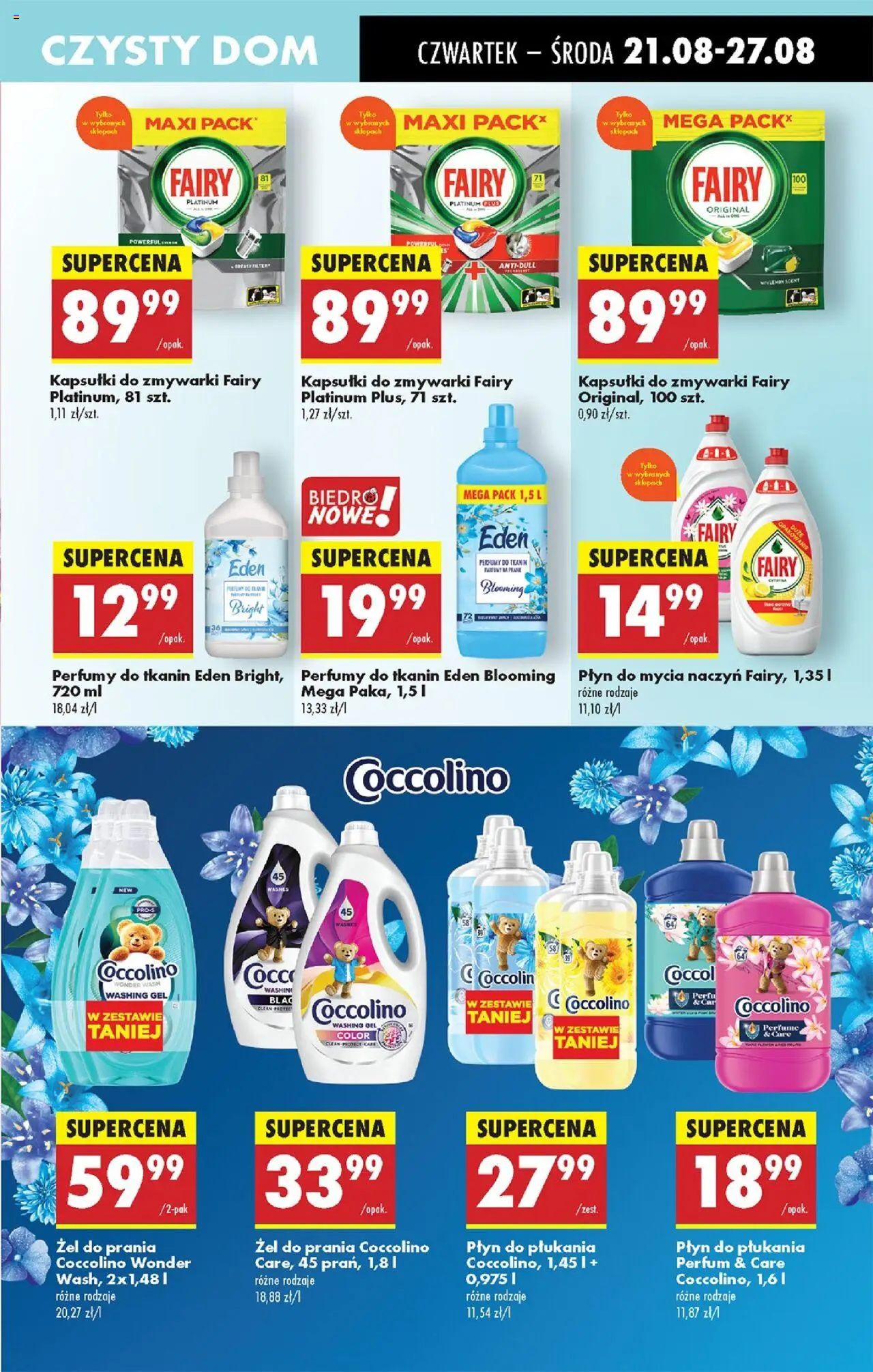 Biedronka gazetka - Oferta w tym tygodniu od 21.08.2025 | Strona: 55 | Produkty: Fairy platinum, Coccolino, Fairy, Kapsułki do zmywarki