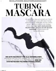 TUBING MASCARA, Eindrucksvolle Neuheit. Die synthetischen Polymere sind hypoallergen. ab 01.07.2025 | Seite: 40 | Produkte: Mascara