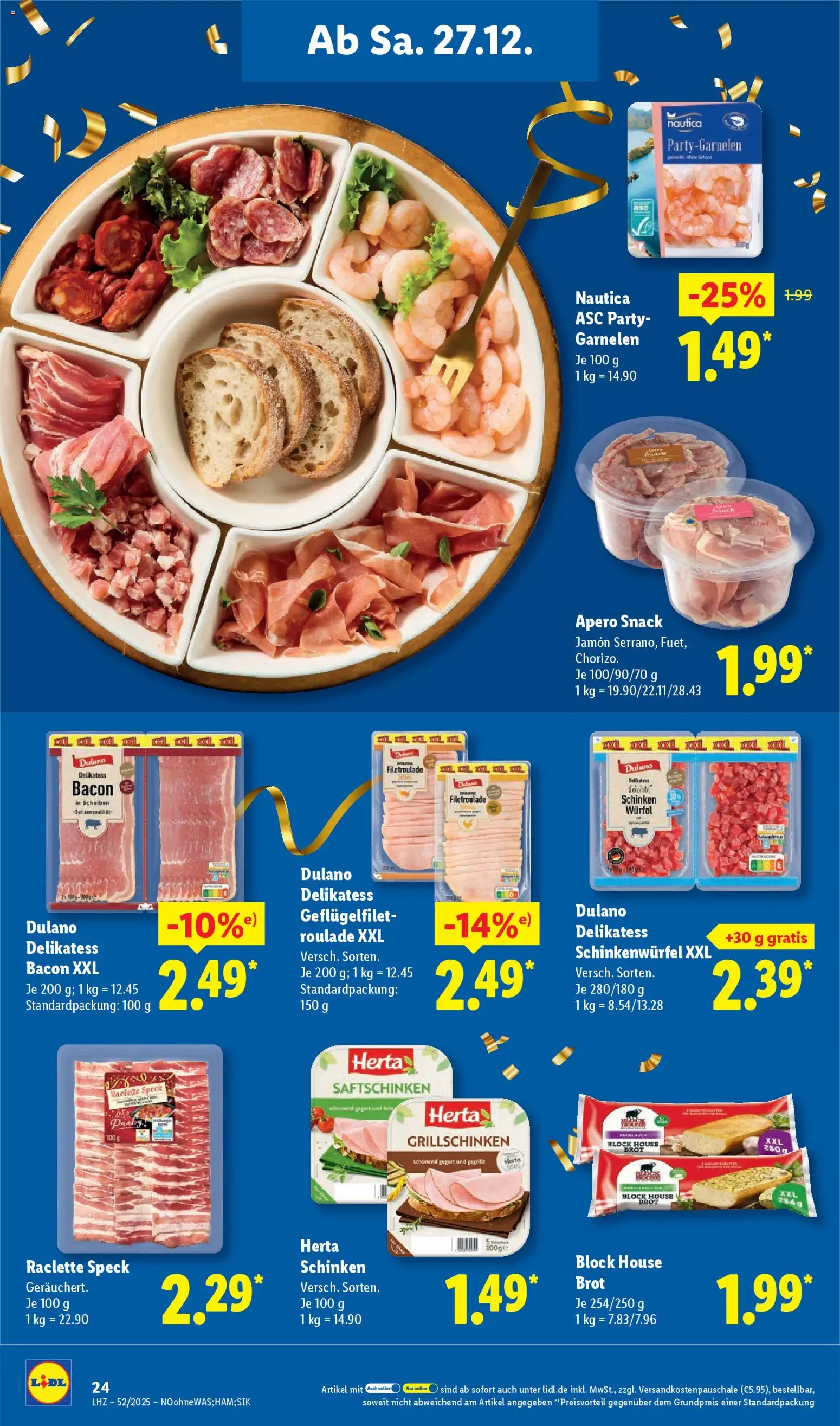 Lidl Prospekt Holzminden – gültig ab 22.12.2025 | Seite: 42 | Produkte: Garnelen, Brot, Schinken, Raclette
