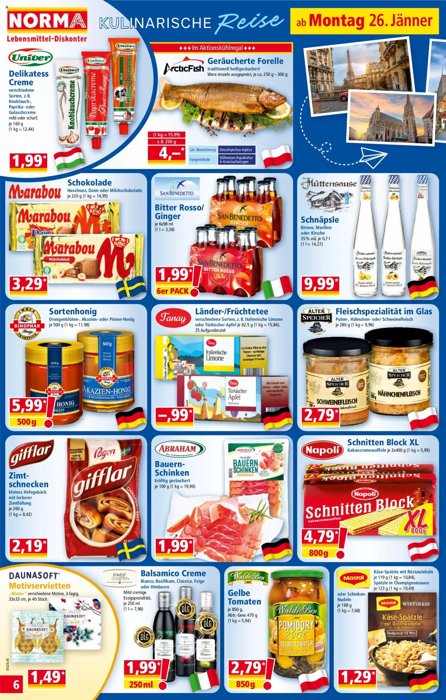 Norma Flugblatt gültig ab 26.01.2026 | Seite: 6 | Produkte: Knoblauch, Schokolade, Äpfel, Nudeln