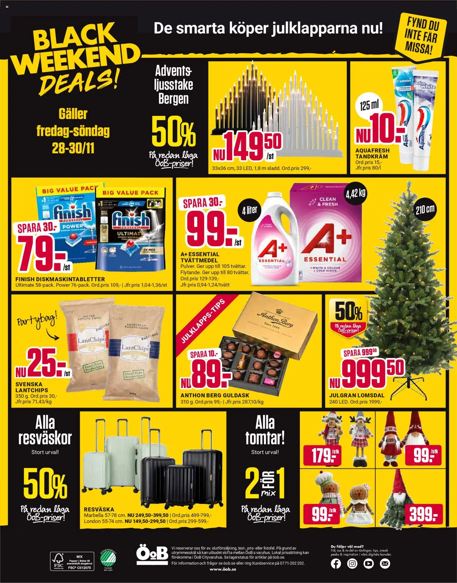 ÖoB reklamblad aktuell från 24.11.2025 | Sida: 12 | Produkter: Tvättmedel, Galler, Chips, Resväska