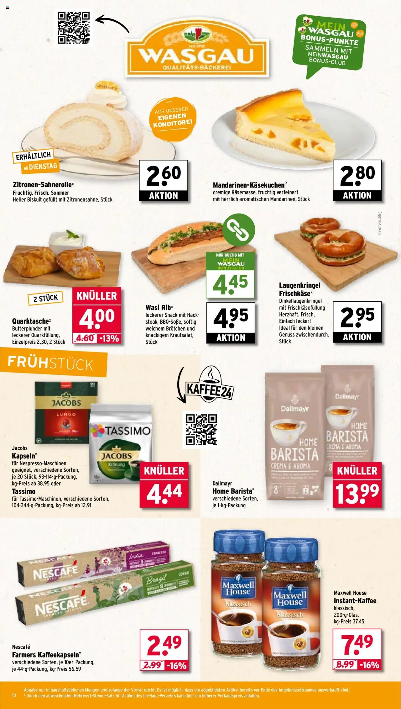 Wasgau Prospekt 	 - gültig ab dem 21.07.2025 | Seite: 10 | Produkte: Nescafe, Bäckerei, Dallmayr, Tassimo