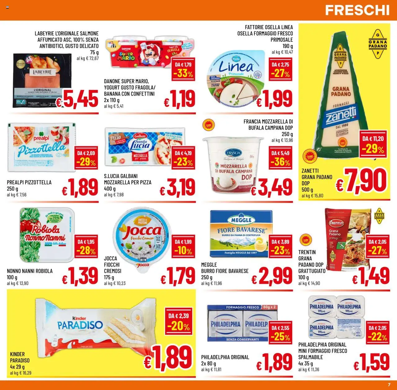 Volantino A&O del 15.09.2025 | Pagina: 7 | Prodotti: Yogurt, Salmone, Fiocchi, Mozzarella