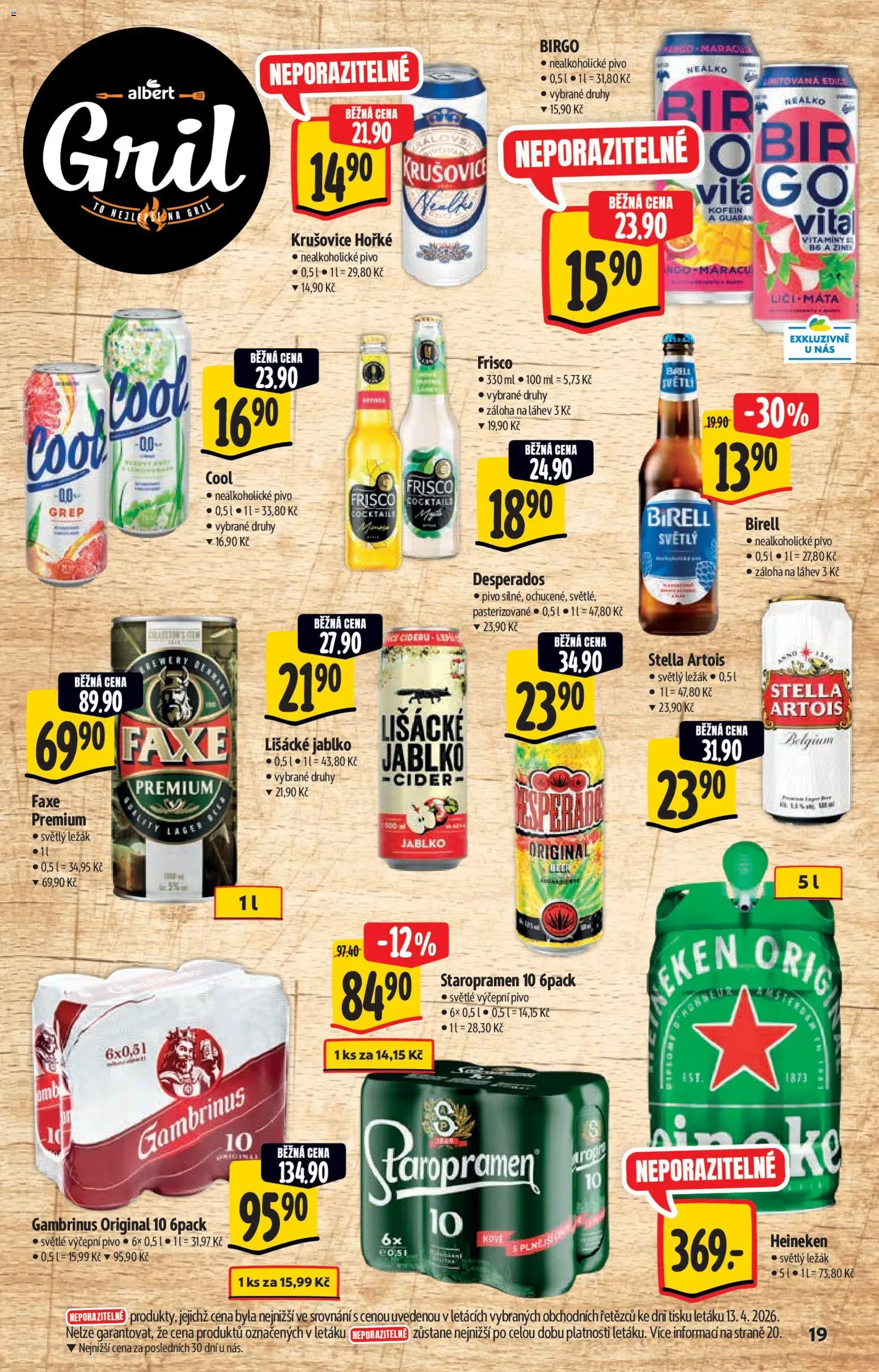 Albert katalog - Hypermarket od 22.04.2026 | Strana: 19 | Produkty: Staropramen 10, Birell, Nealkoholické pivo, Gambrinus