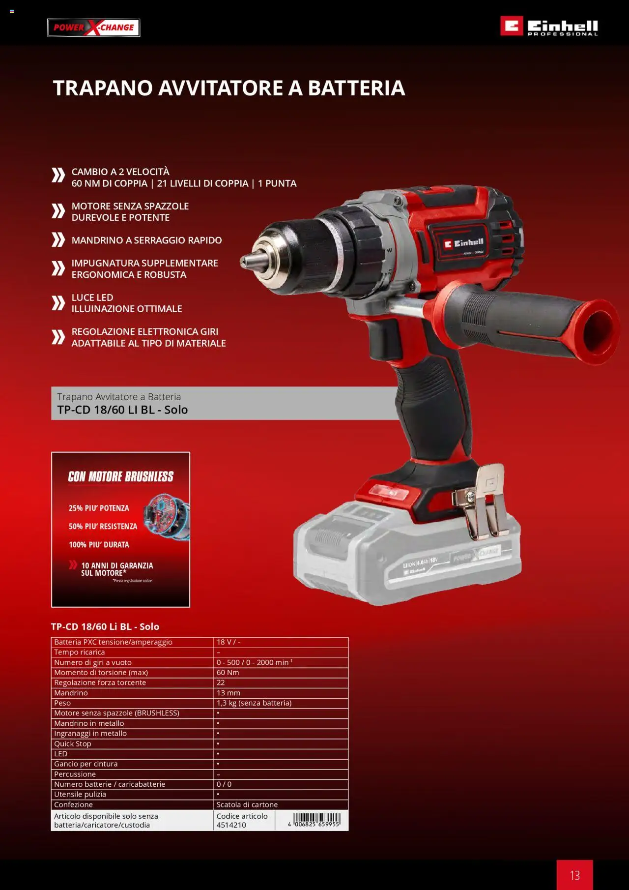Volantino Einhell del 06.02.2025 | Pagina: 13 | Prodotti: Cintura, Trapano, Batteria, Caricabatterie