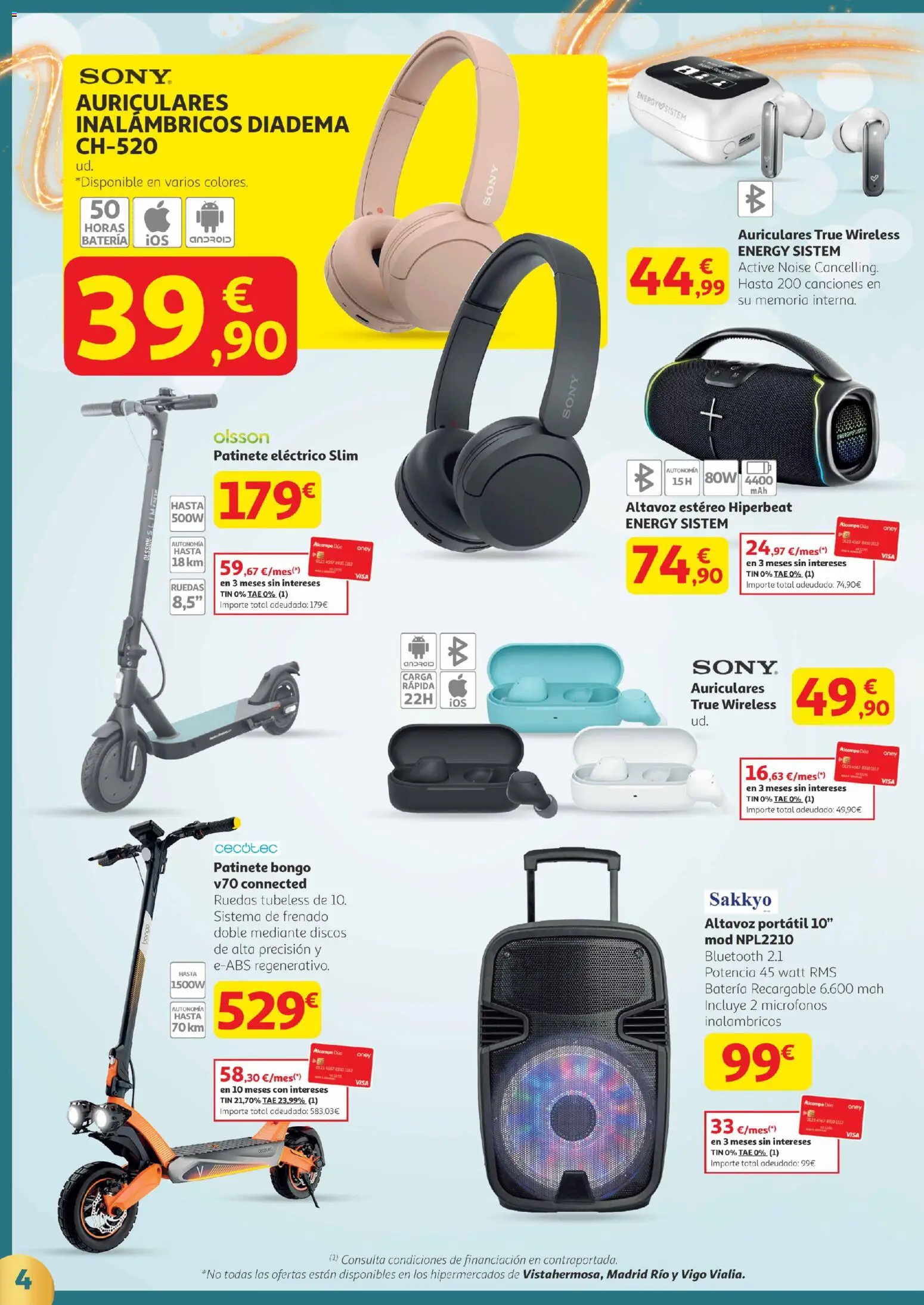 Alcampo - Canarias │ válido desde el 02.12.2025 | Página: 4 | Productos: Patinete, Auriculares, Altavoz, Batería