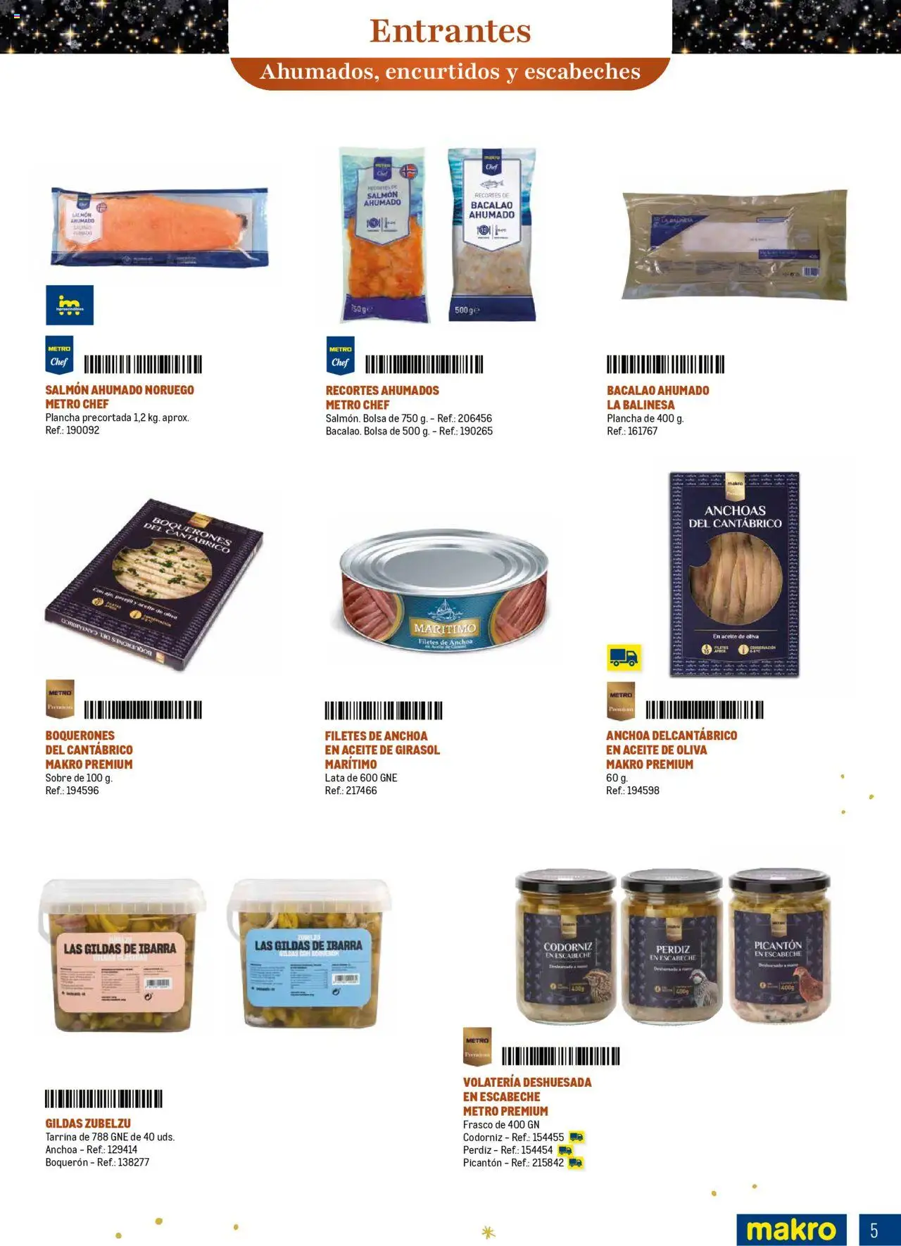 Makro - Comidas y Cenas de Navidad Norte │ válido desde el 03.10.2025 | Página: 5 | Productos: Aceite de girasol, Salmón ahumado, Plancha, Anchoa