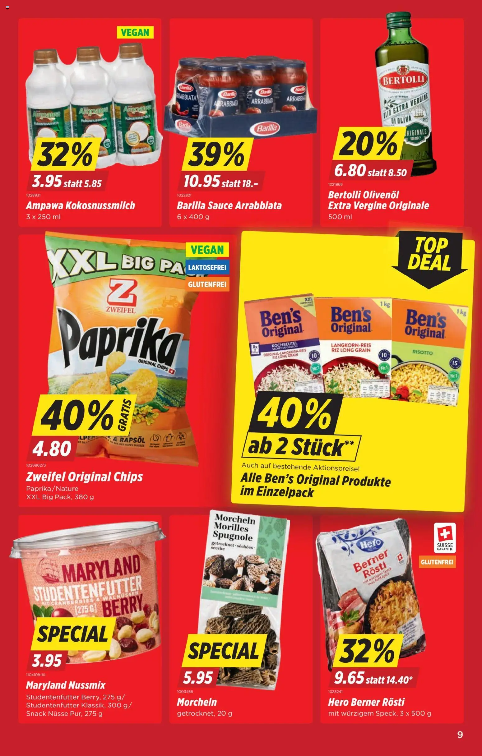 Denner Aktionen – gültig ab 27.01.2026 | Seite: 9 | Produkte: Barilla, Rapsöl, Pasta, Chips