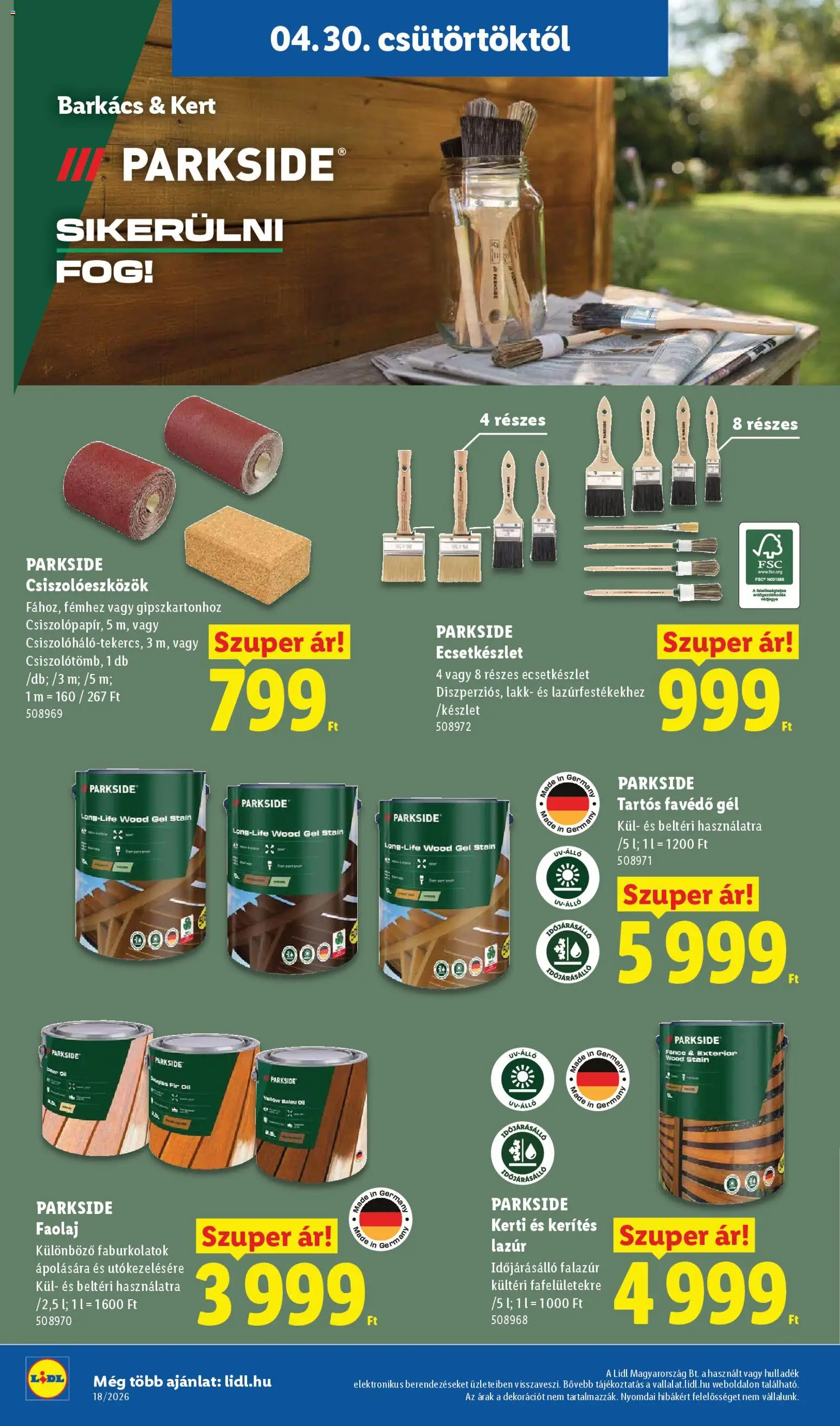 Lidl akciós ujság - amely érvényes a következő dátumtól: 30.04.2026 | Oldal: 34 | Termékek: Parkside
