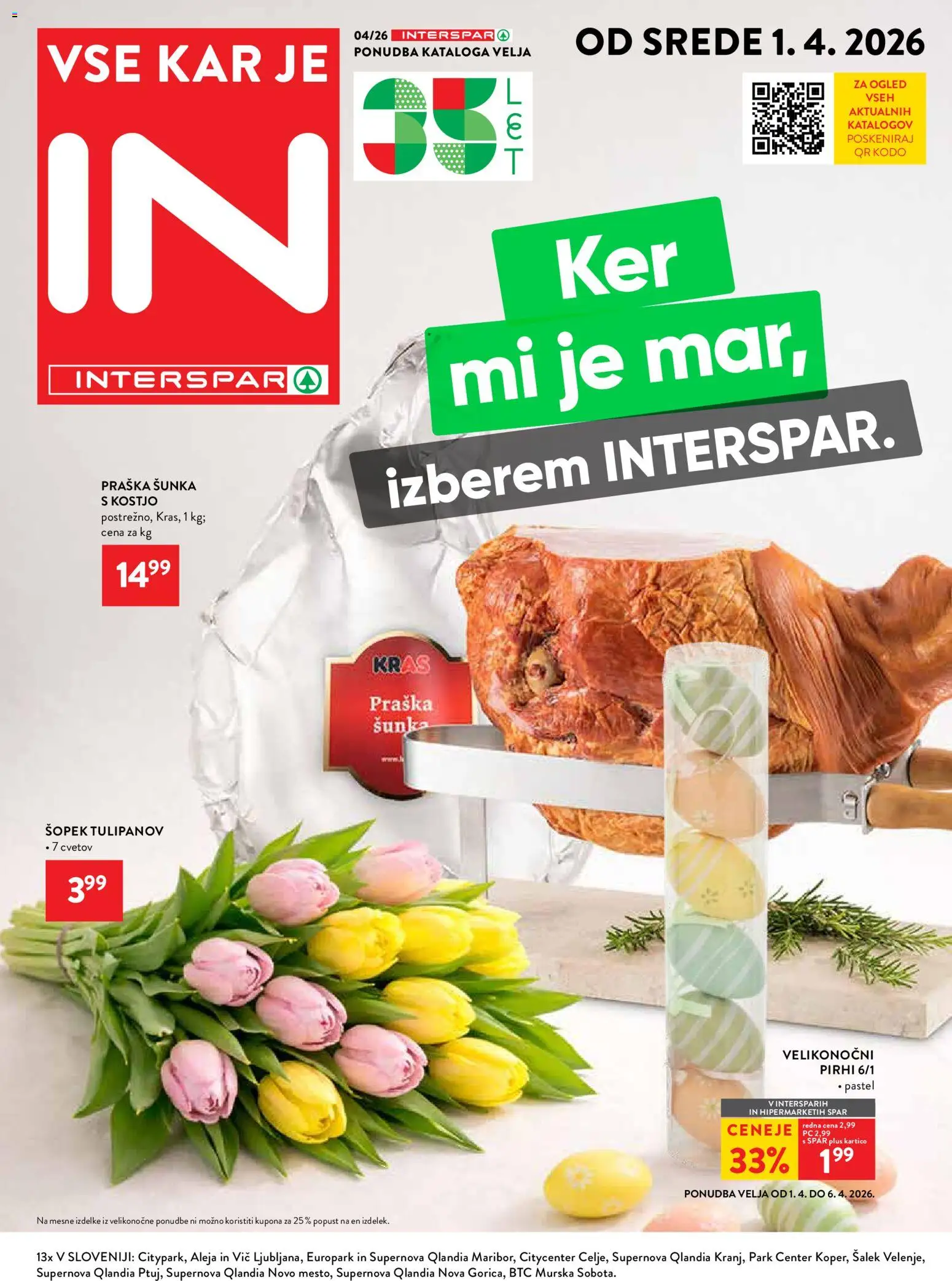 Novi Spar katalog ponudbe – veljaven od 01.04.2026 | Stran: 1 | Izdelki: Šopek, Sunka