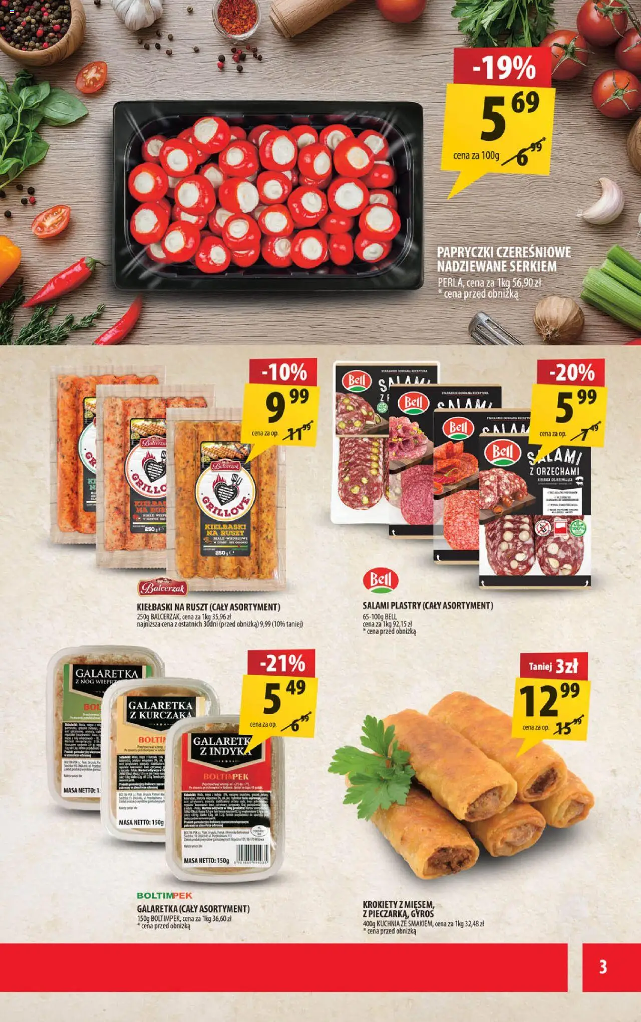Arhelan Gazetka od 11.08.2025 | Strona: 3 | Produkty: Galaretka, Papryczki czereśniowe, Krokiety, Kiełbaski