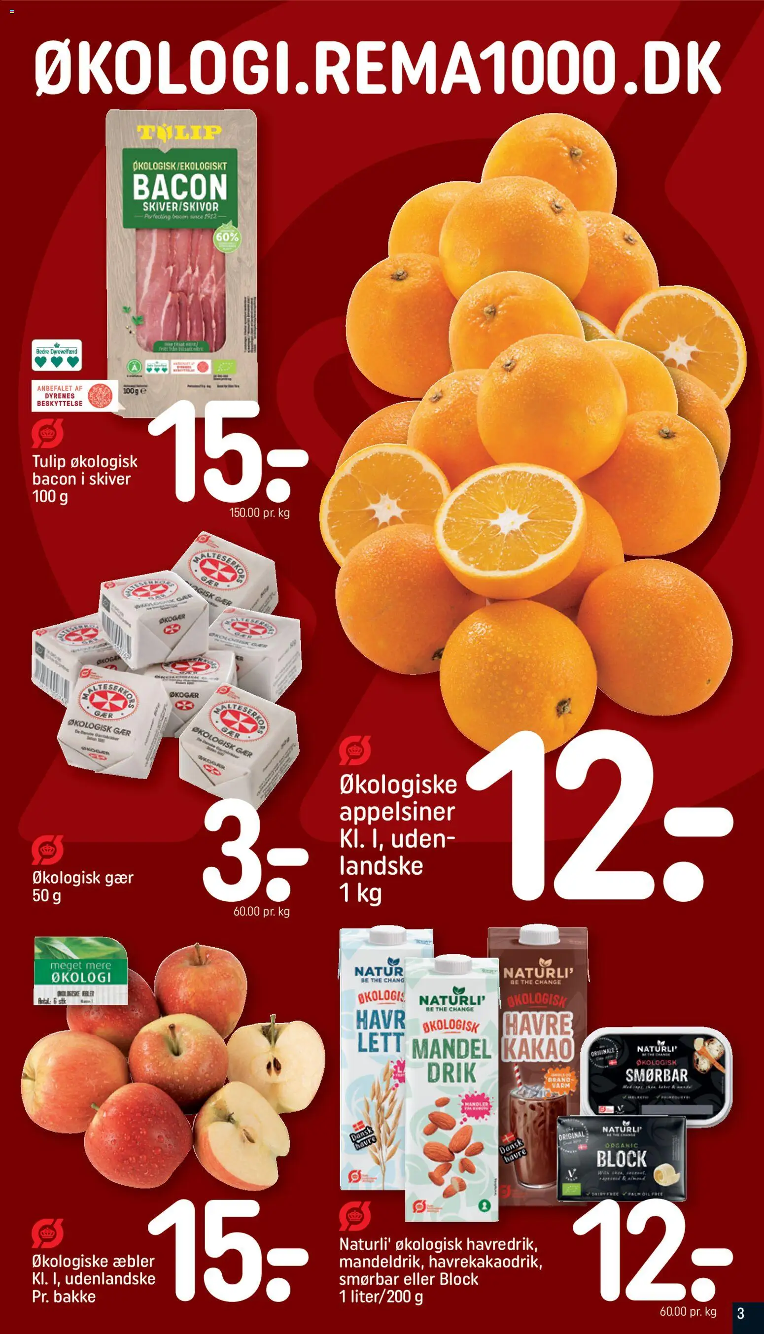 Rema 1000 tilbudsavis – gyldig fra 30.11.2025 | Side: 3 | Produkter: Æbler, Appelsiner, Kakao, Bacon