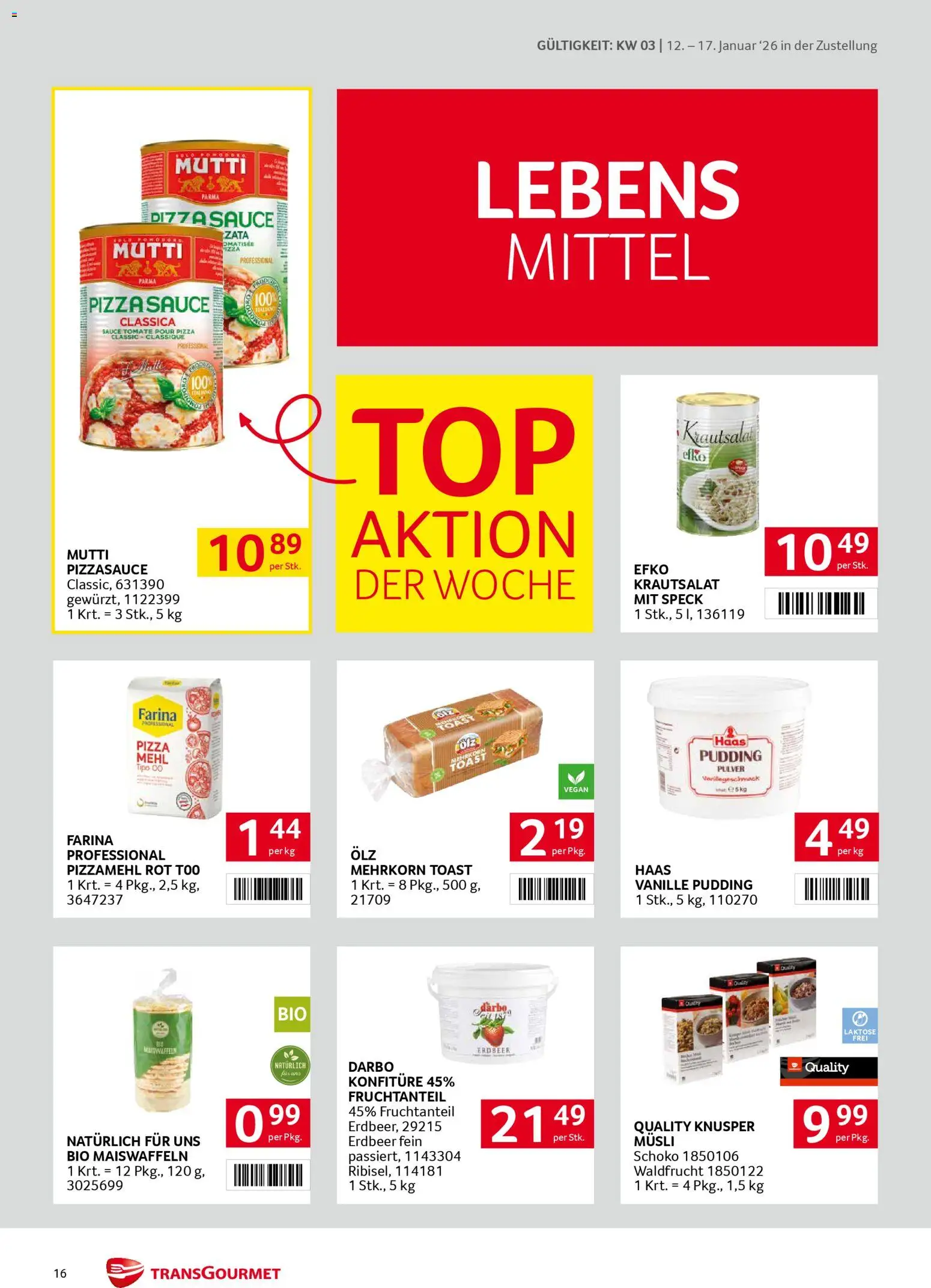 Transgourmet Zustellaktion gültig ab 12.01.2026 | Seite: 16 | Produkte: Pizza