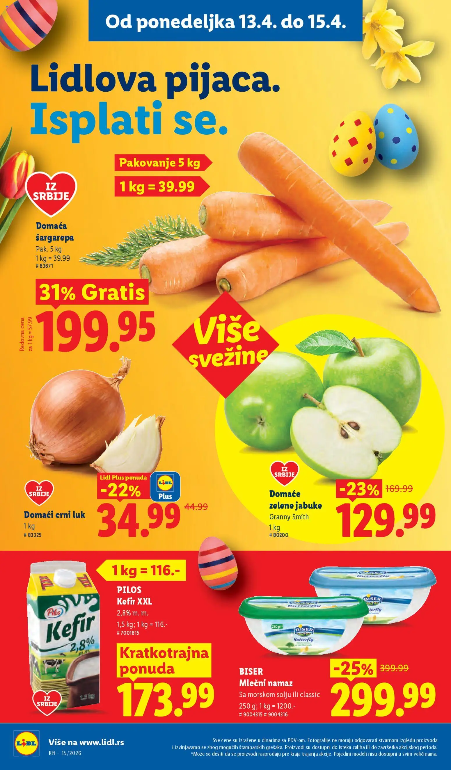 Lidl katalog - važi od 09.04.2026 | Strana: 104 | Proizvode: Šargarepa, Crni luk, Pakovanje, Jabuke