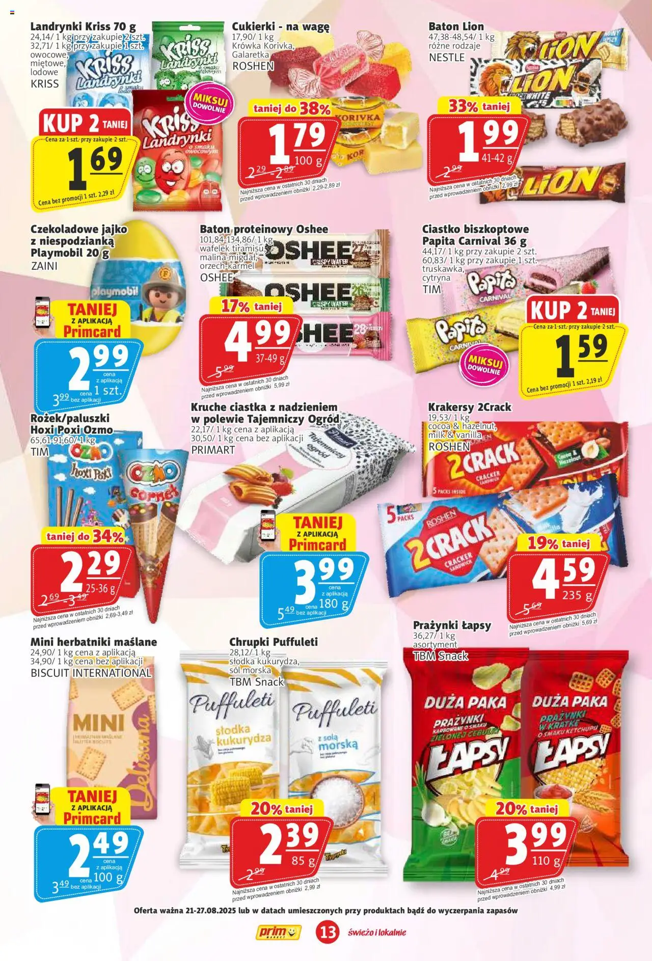 Prim Market Gazetka od 21.08.2025 | Strona: 13 | Produkty: Cytryna, Kukurydza, Baton, Sól