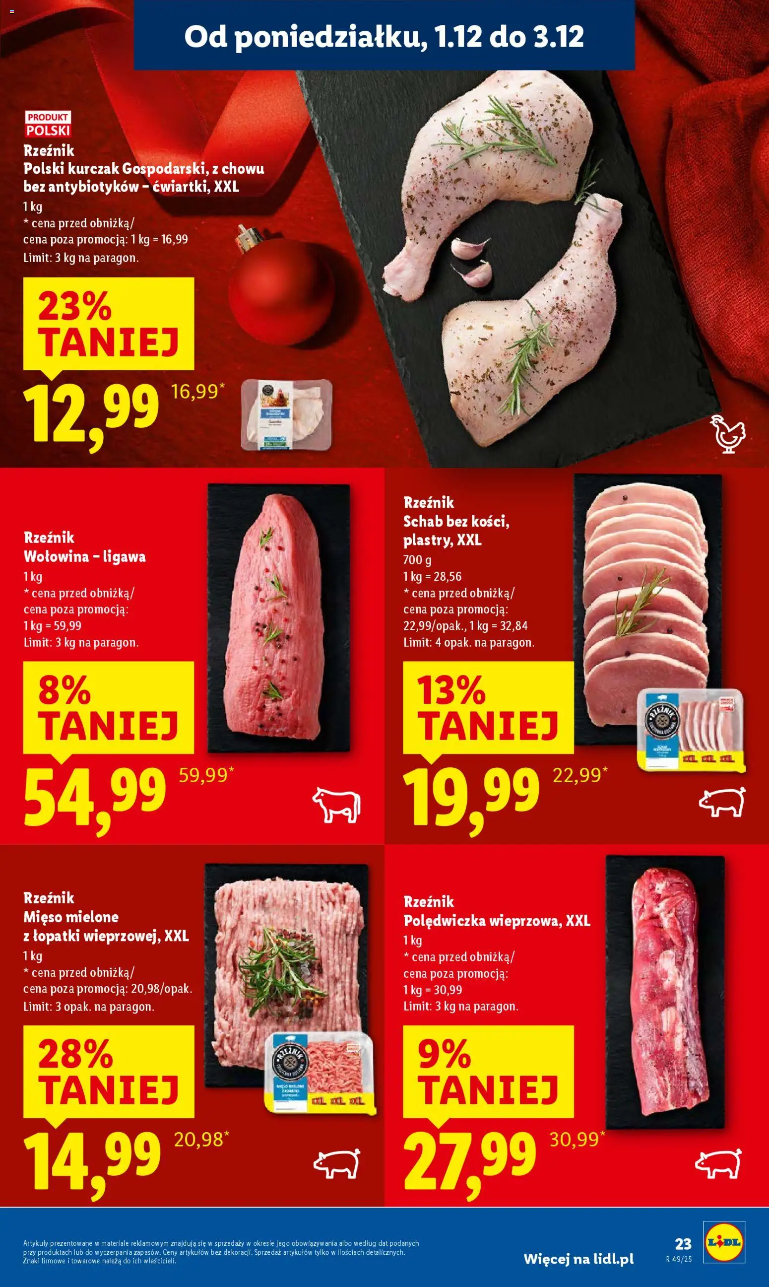 Lidl Gazetka od 01.12.2025 | Strona: 25 | Produkty: Kurczak, Mięso, Mięso mielone, Wołowina